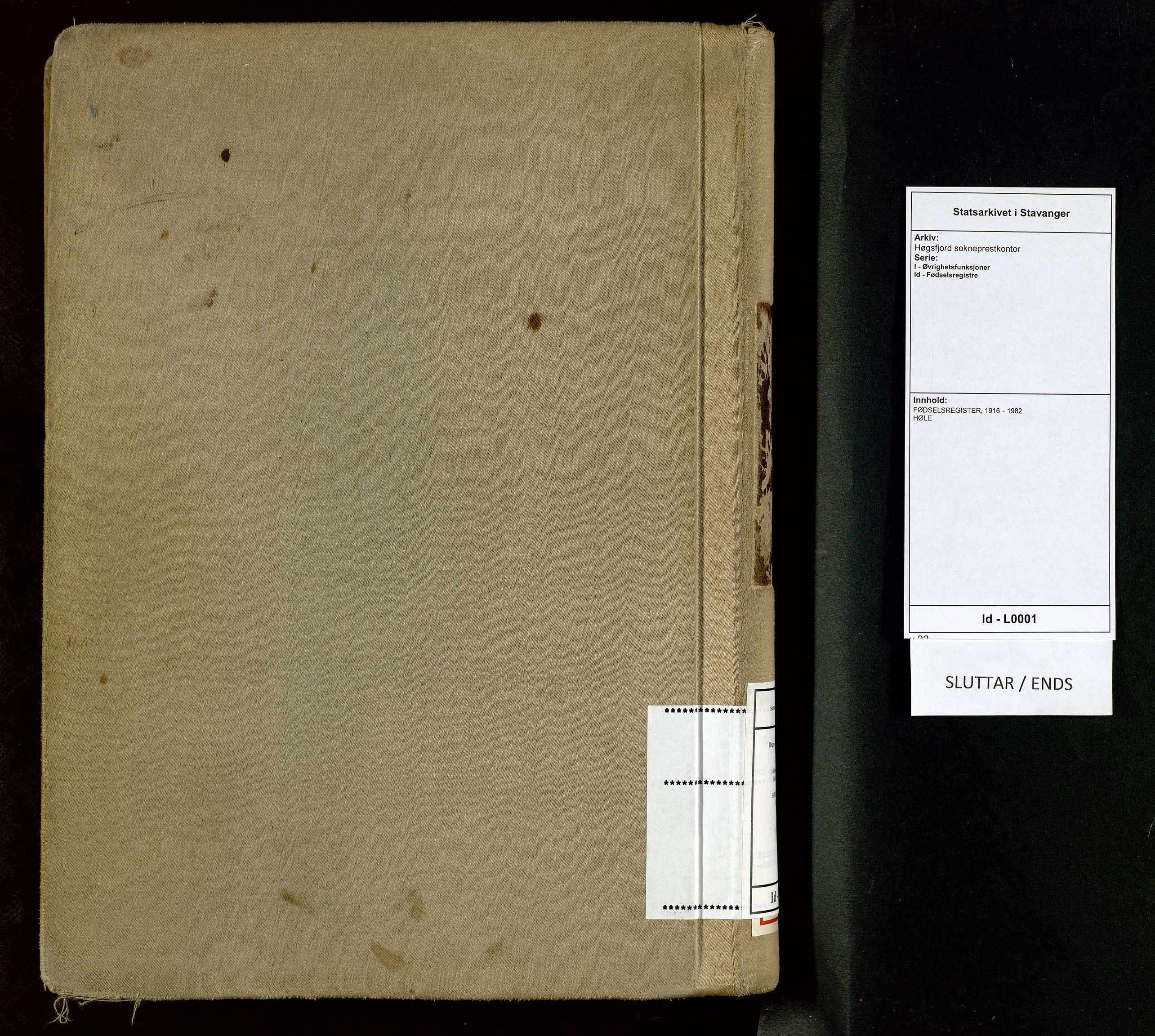 Høgsfjord sokneprestkontor, AV/SAST-A-101624/I/Id/L0001: Fødselsregister nr. 1, 1916-1982