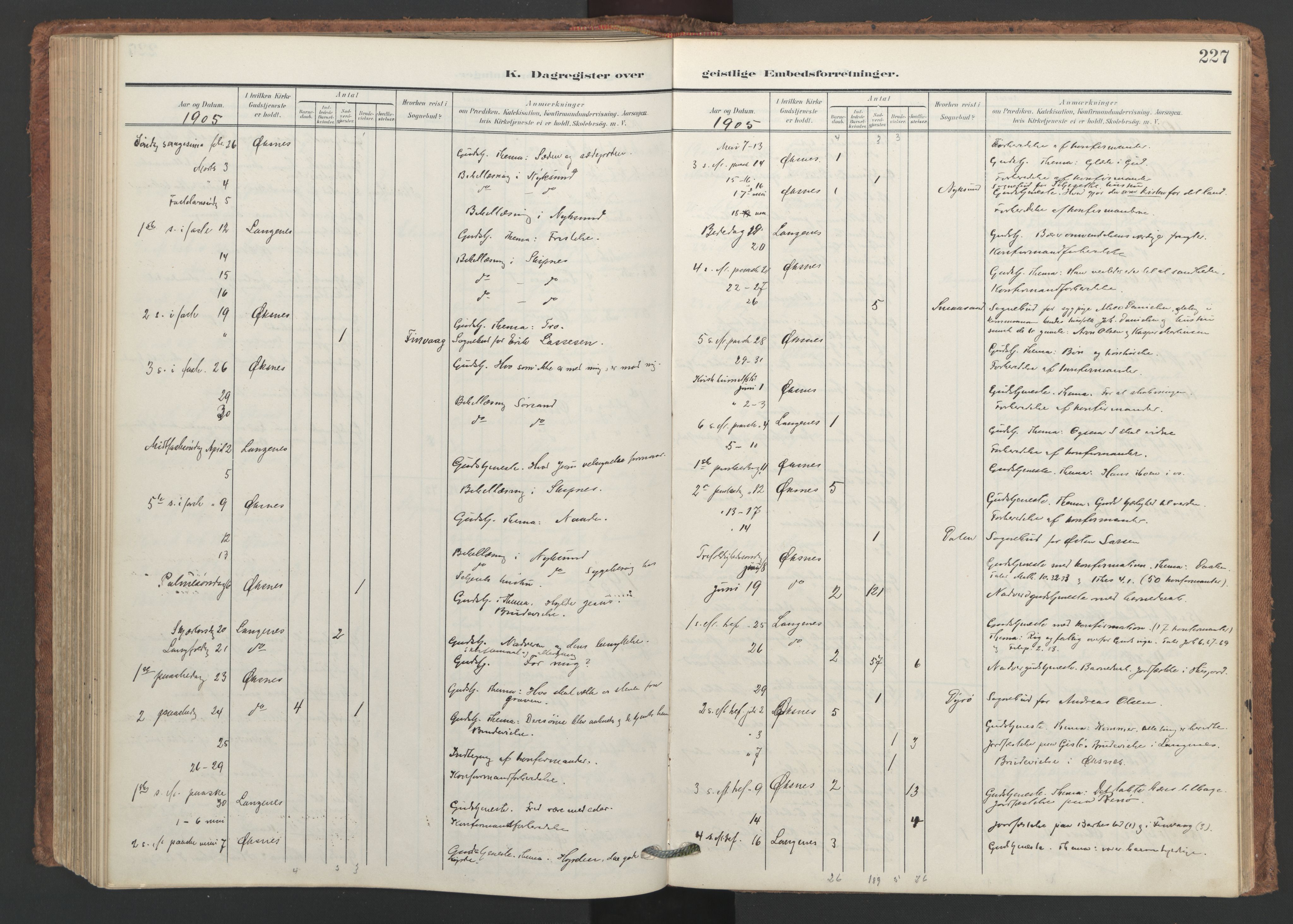 Ministerialprotokoller, klokkerbøker og fødselsregistre - Nordland, AV/SAT-A-1459/893/L1339: Ministerialbok nr. 893A11, 1904-1914, s. 227