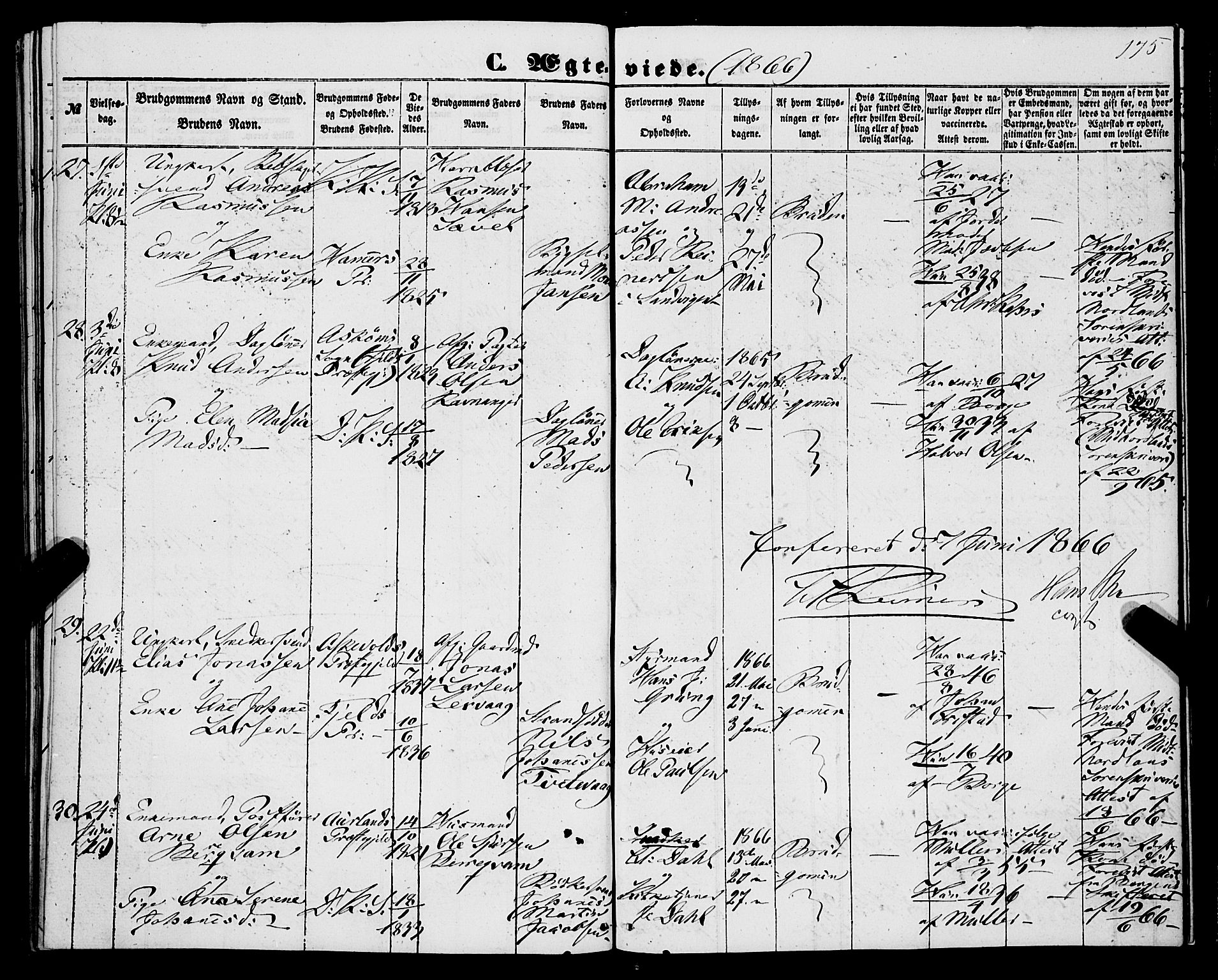 Korskirken sokneprestembete, SAB/A-76101/H/Haa/L0035: Ministerialbok nr. D 2, 1852-1867, s. 175