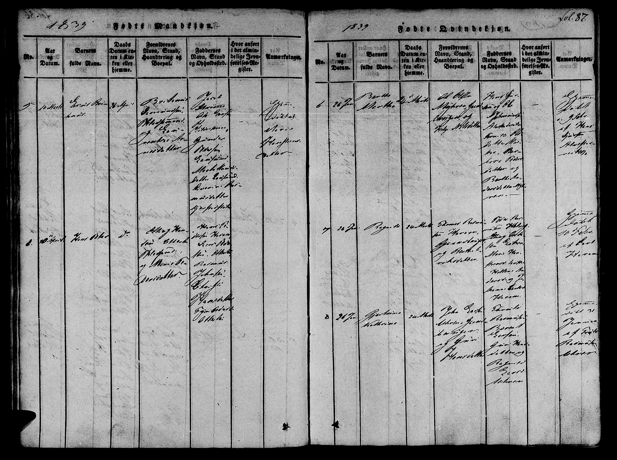 Ministerialprotokoller, klokkerbøker og fødselsregistre - Møre og Romsdal, SAT/A-1454/536/L0495: Ministerialbok nr. 536A04, 1818-1847, s. 87