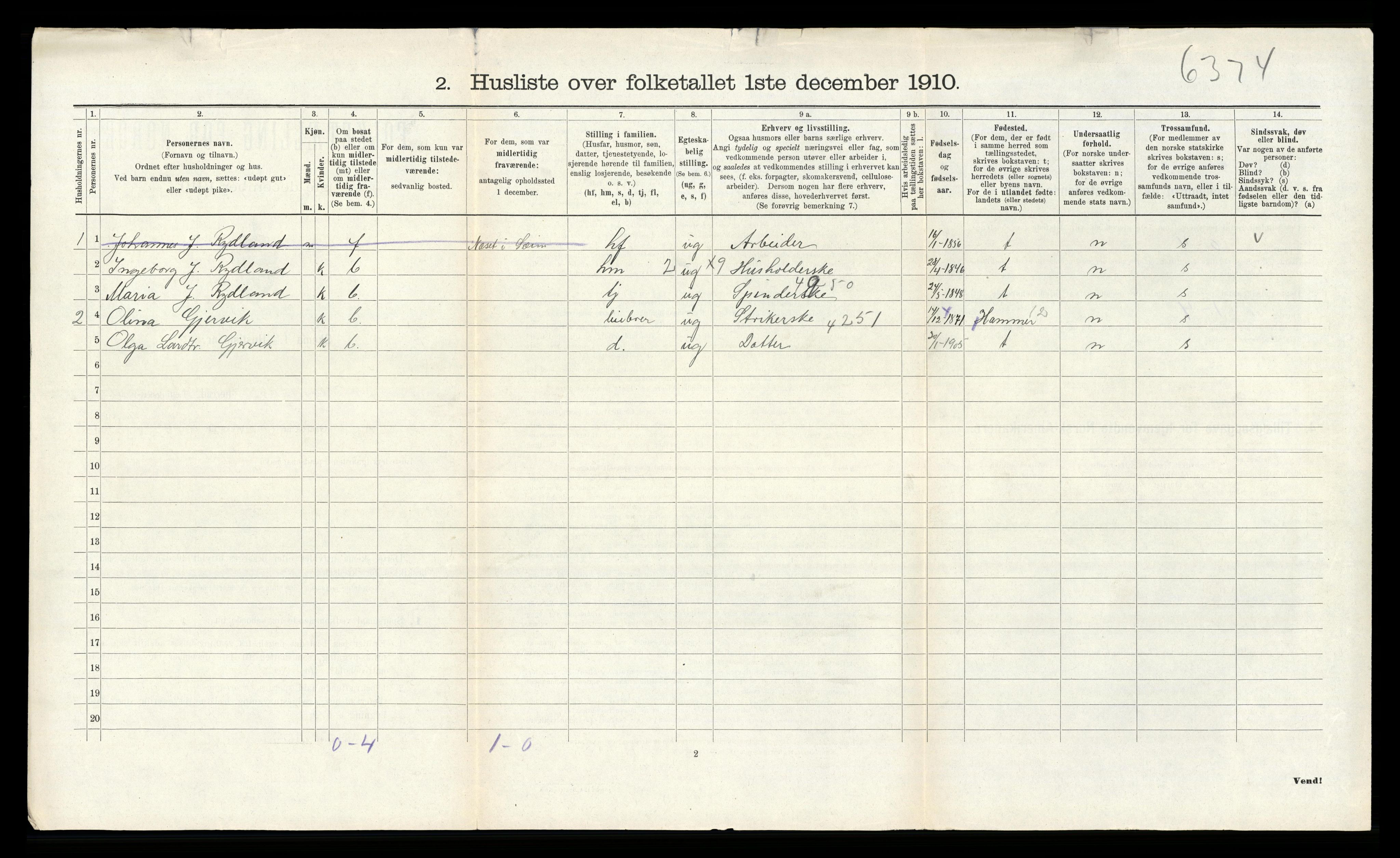 RA, Folketelling 1910 for 1257 Alversund herred, 1910, s. 1067