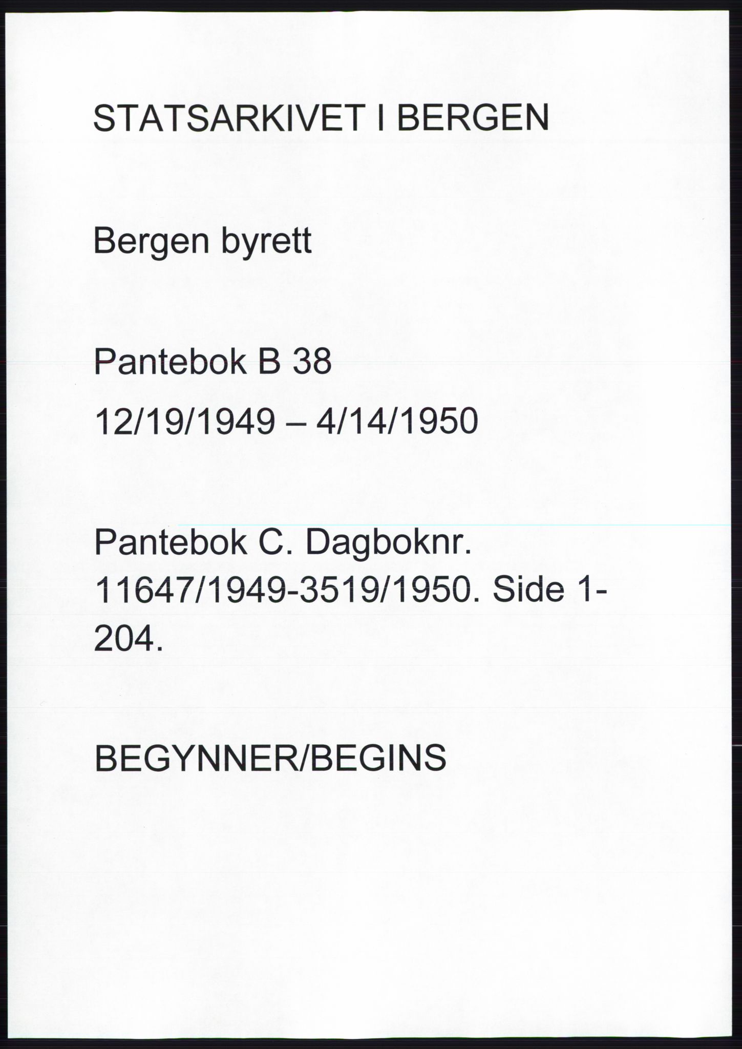 Byfogd og Byskriver i Bergen, SAB/A-3401/03: Pantebok nr. C 38, 1949-1950
