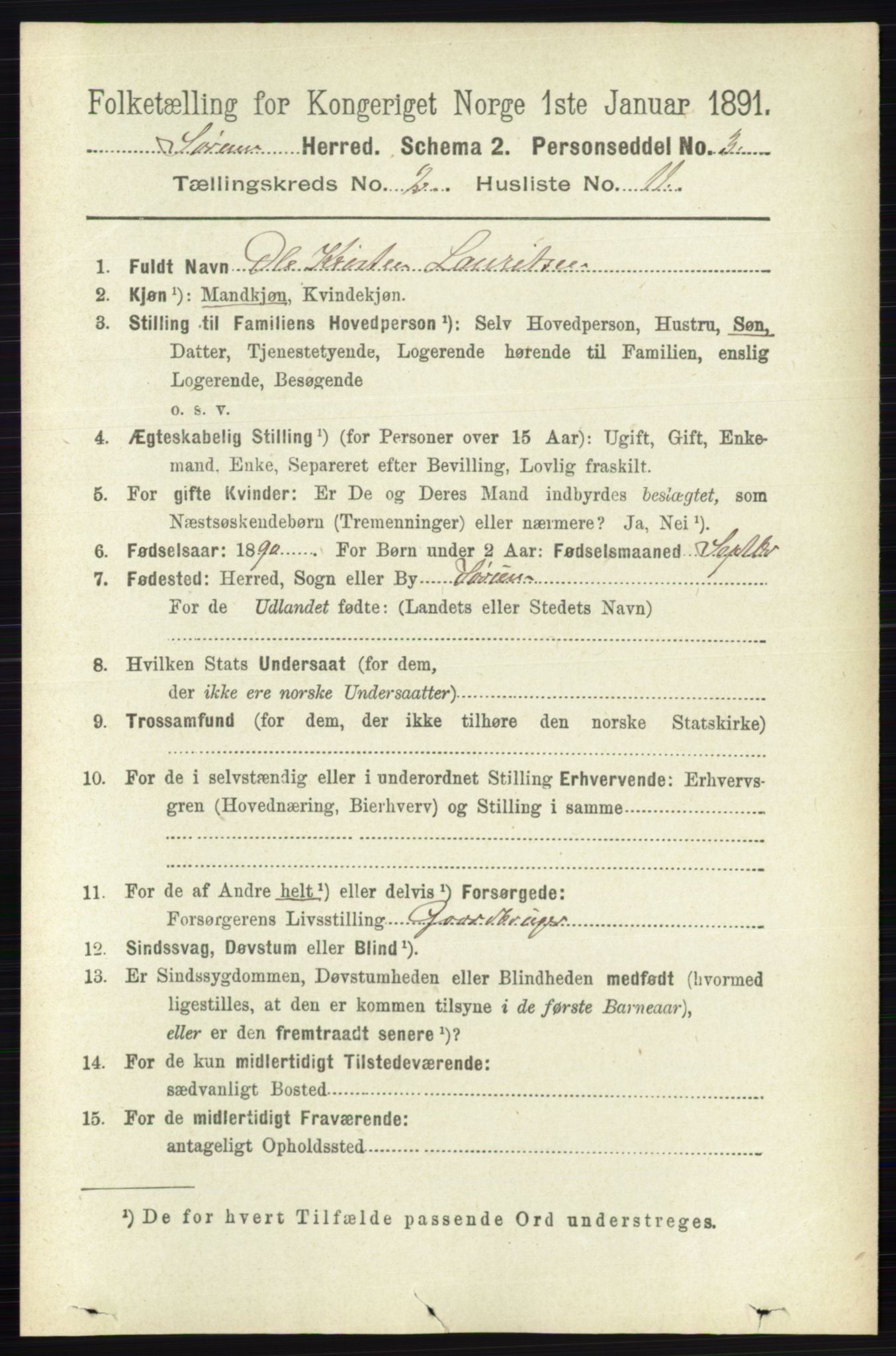 RA, Folketelling 1891 for 0226 Sørum herred, 1891, s. 733