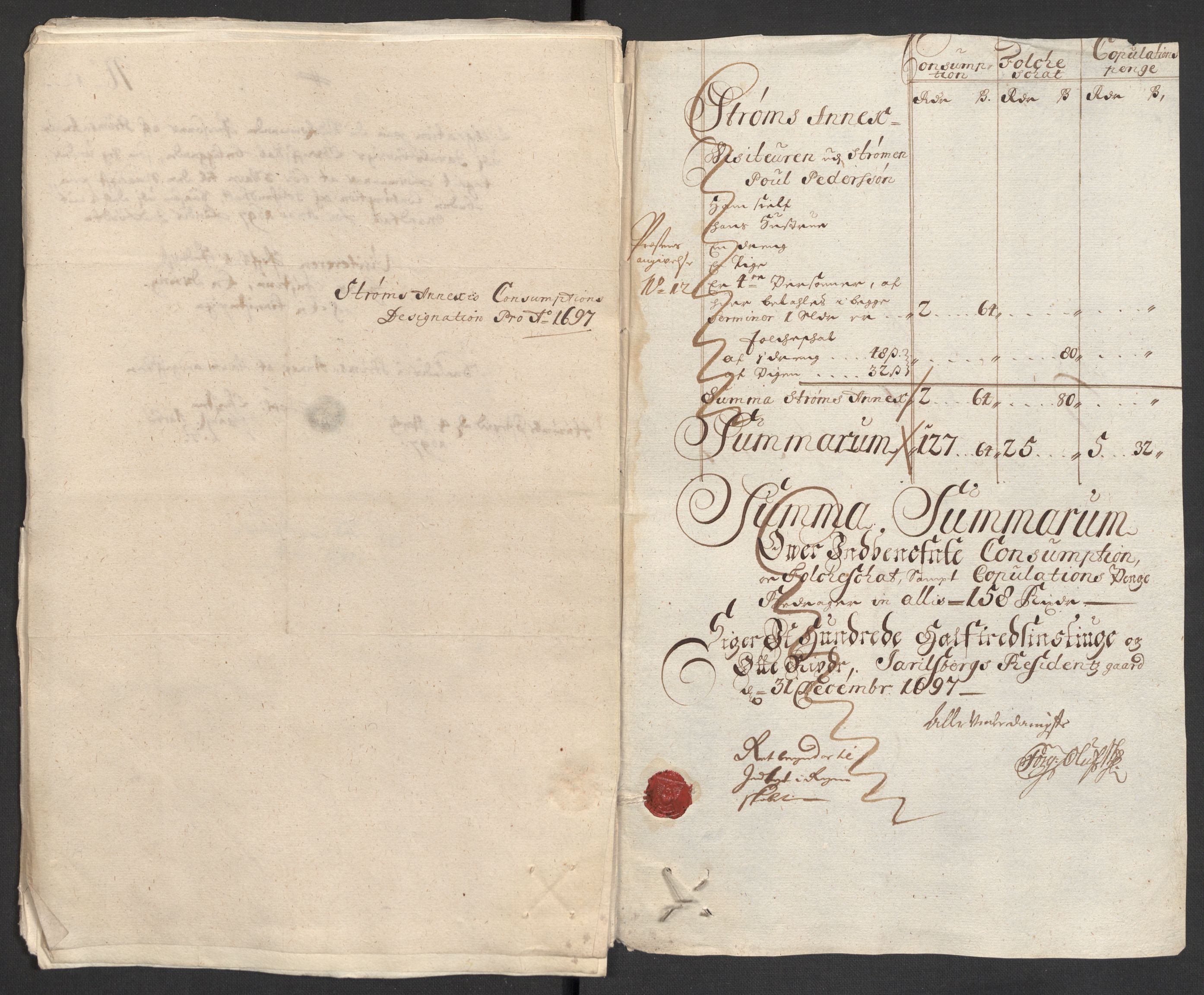 Rentekammeret inntil 1814, Reviderte regnskaper, Fogderegnskap, RA/EA-4092/R32/L1868: Fogderegnskap Jarlsberg grevskap, 1697-1699, s. 40