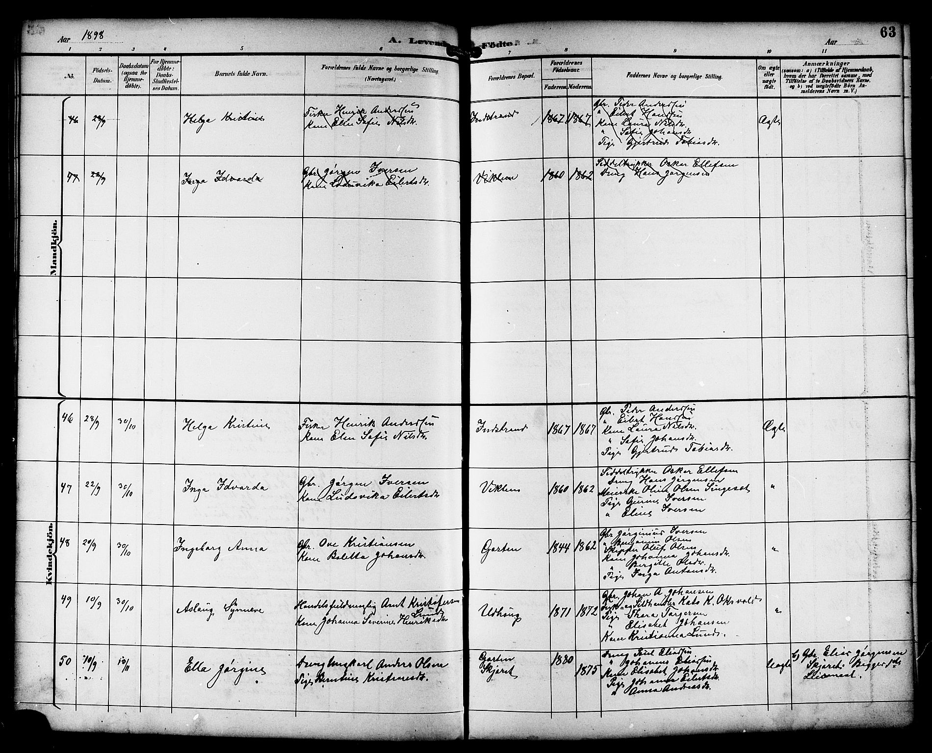 Ministerialprotokoller, klokkerbøker og fødselsregistre - Sør-Trøndelag, SAT/A-1456/659/L0746: Klokkerbok nr. 659C03, 1893-1912, s. 63