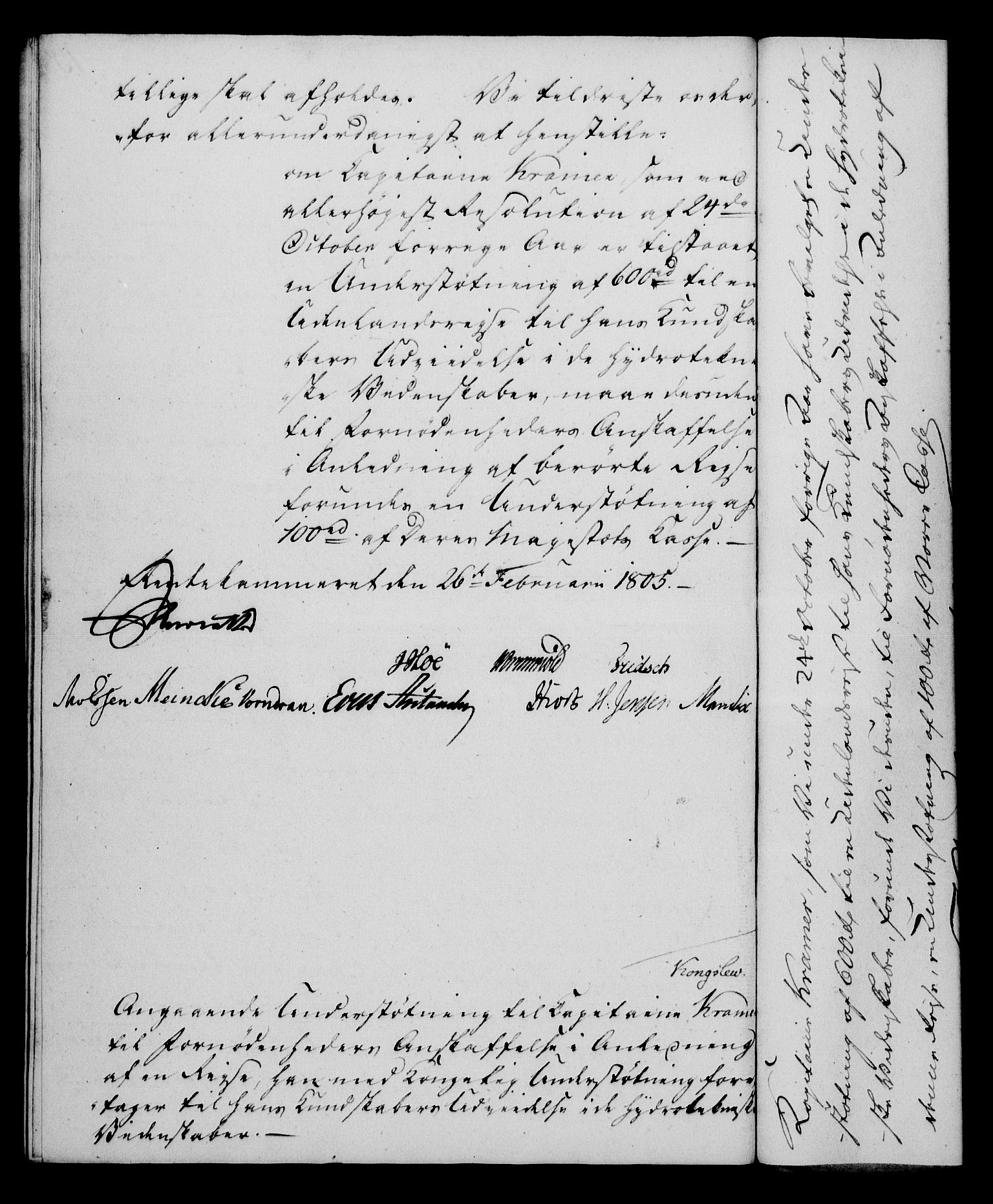 Rentekammeret, Kammerkanselliet, RA/EA-3111/G/Gf/Gfa/L0087: Norsk relasjons- og resolusjonsprotokoll (merket RK 52.87), 1805, s. 97