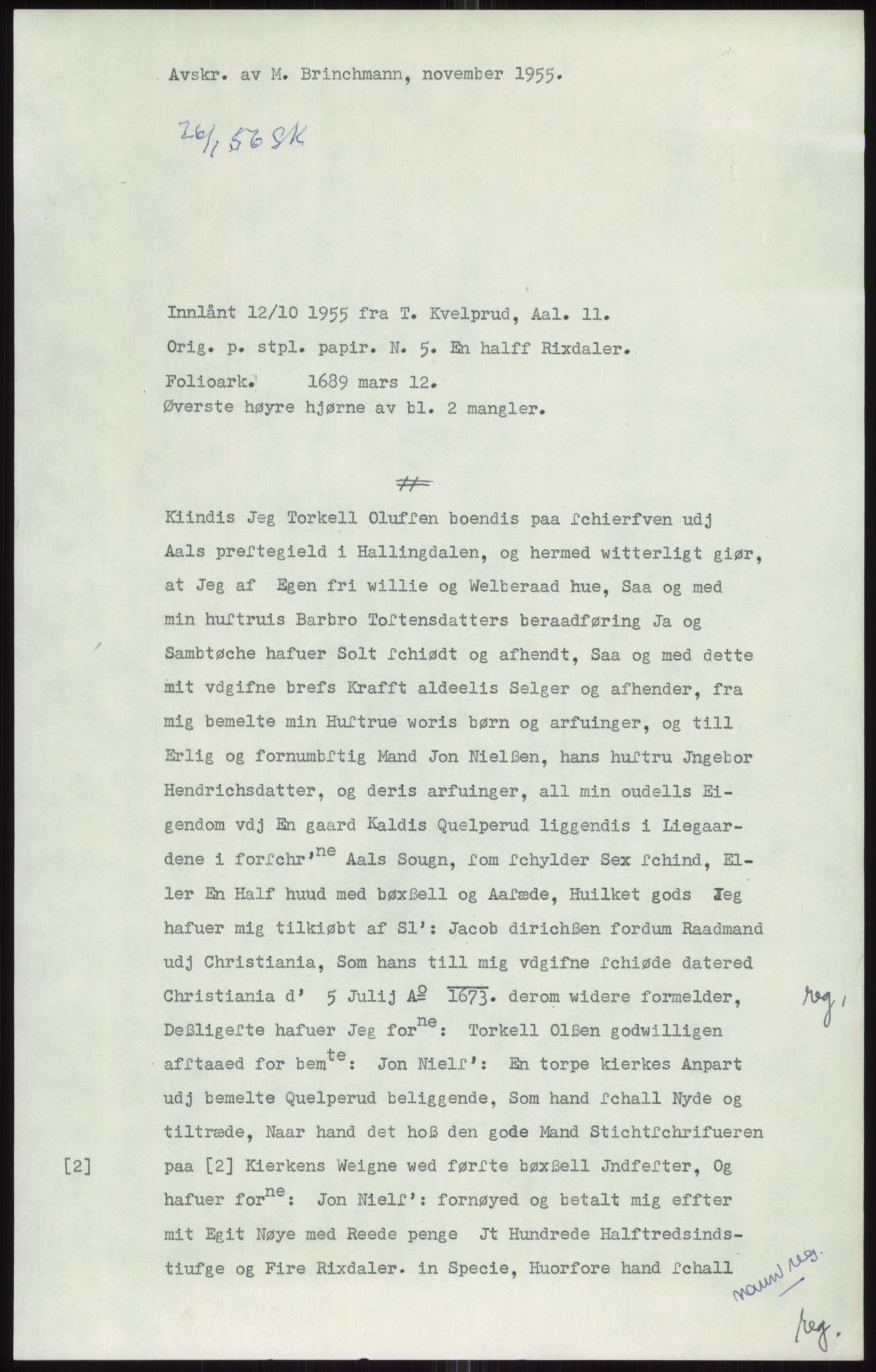 Samlinger til kildeutgivelse, Diplomavskriftsamlingen, AV/RA-EA-4053/H/Ha, s. 1045