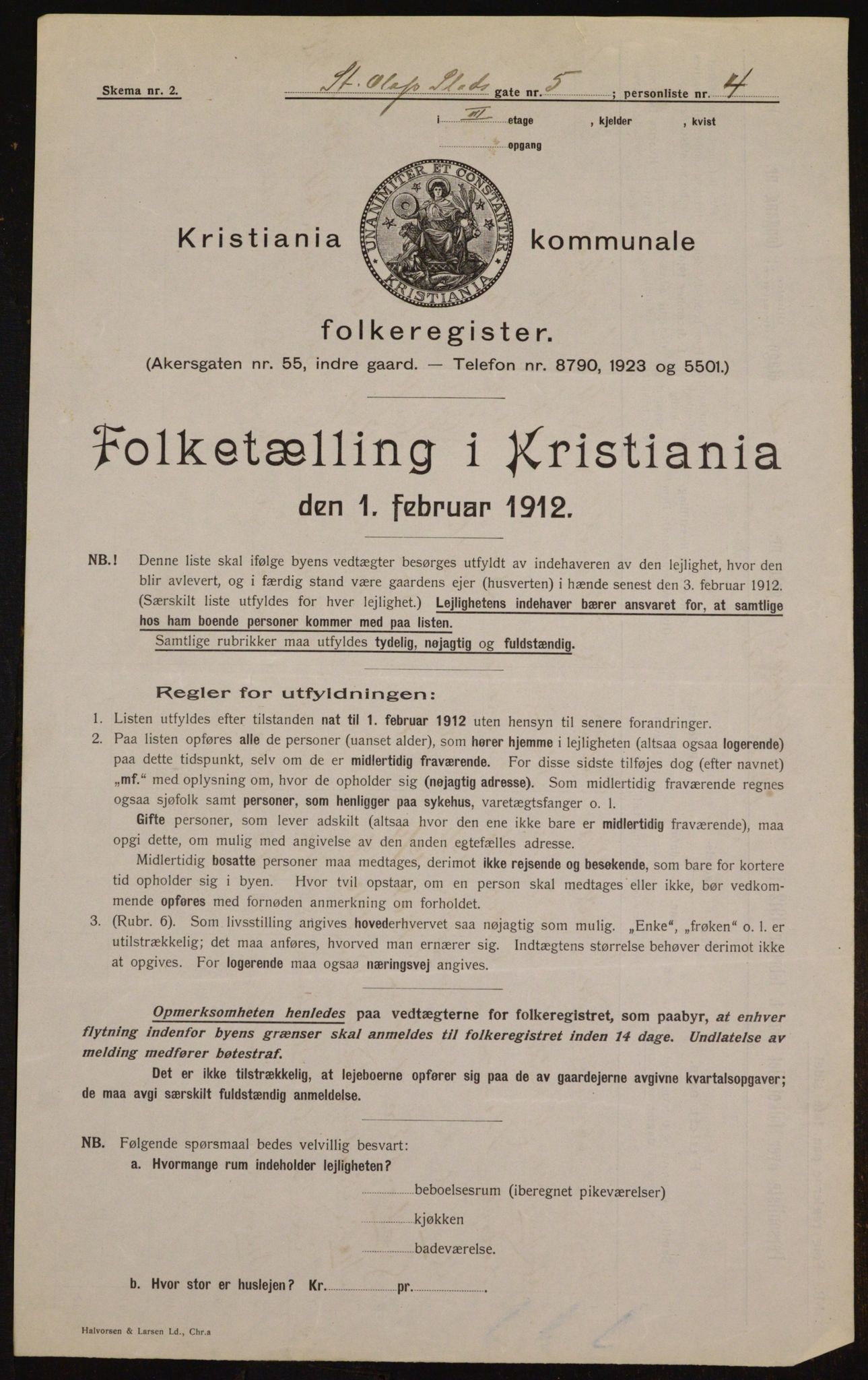 OBA, Kommunal folketelling 1.2.1912 for Kristiania, 1912, s. 88713