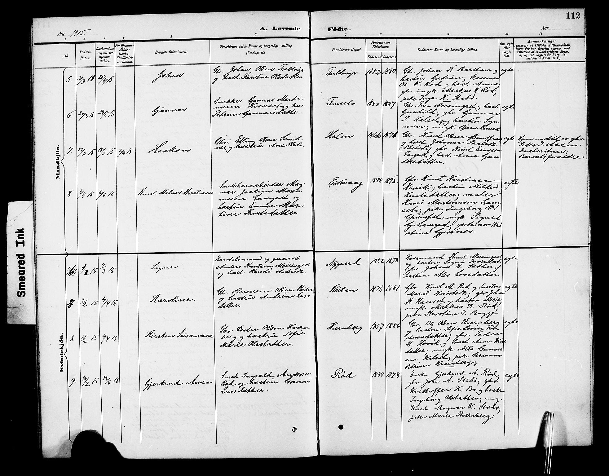 Ministerialprotokoller, klokkerbøker og fødselsregistre - Møre og Romsdal, AV/SAT-A-1454/551/L0632: Klokkerbok nr. 551C04, 1894-1920, s. 112