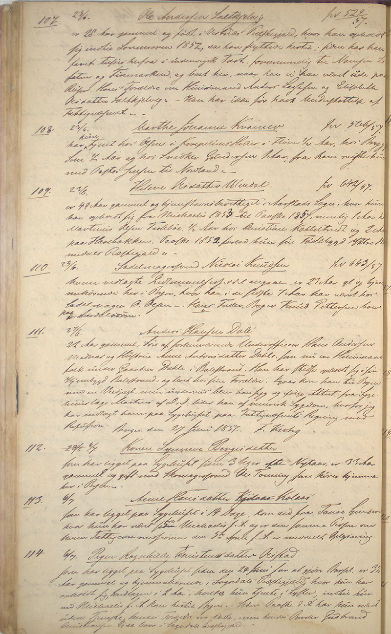 Bergen politikammer / politidistrikt, AV/SAB-A-60401/I/Ic, 1856-1859