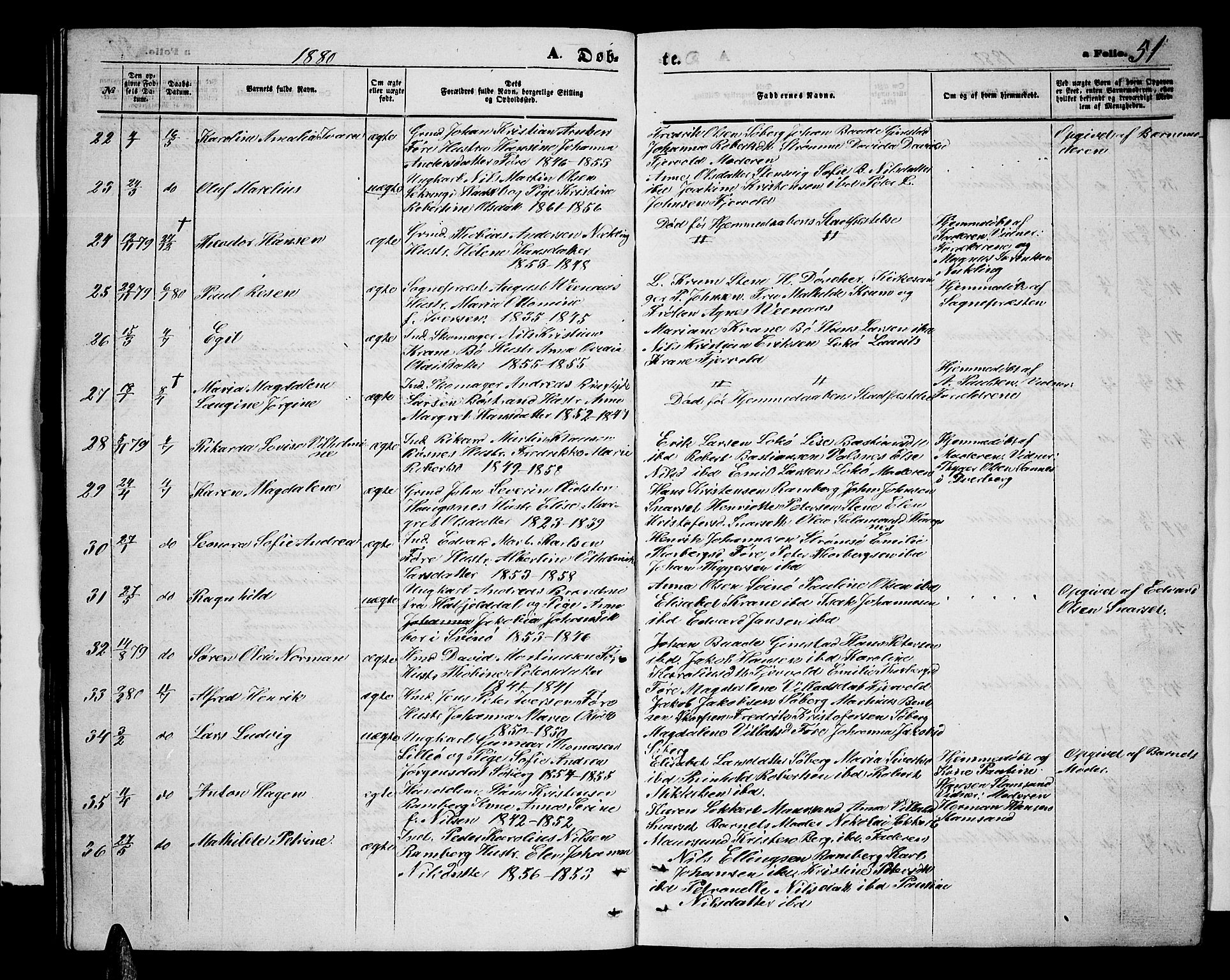 Ministerialprotokoller, klokkerbøker og fødselsregistre - Nordland, AV/SAT-A-1459/891/L1314: Klokkerbok nr. 891C03, 1870-1885, s. 51