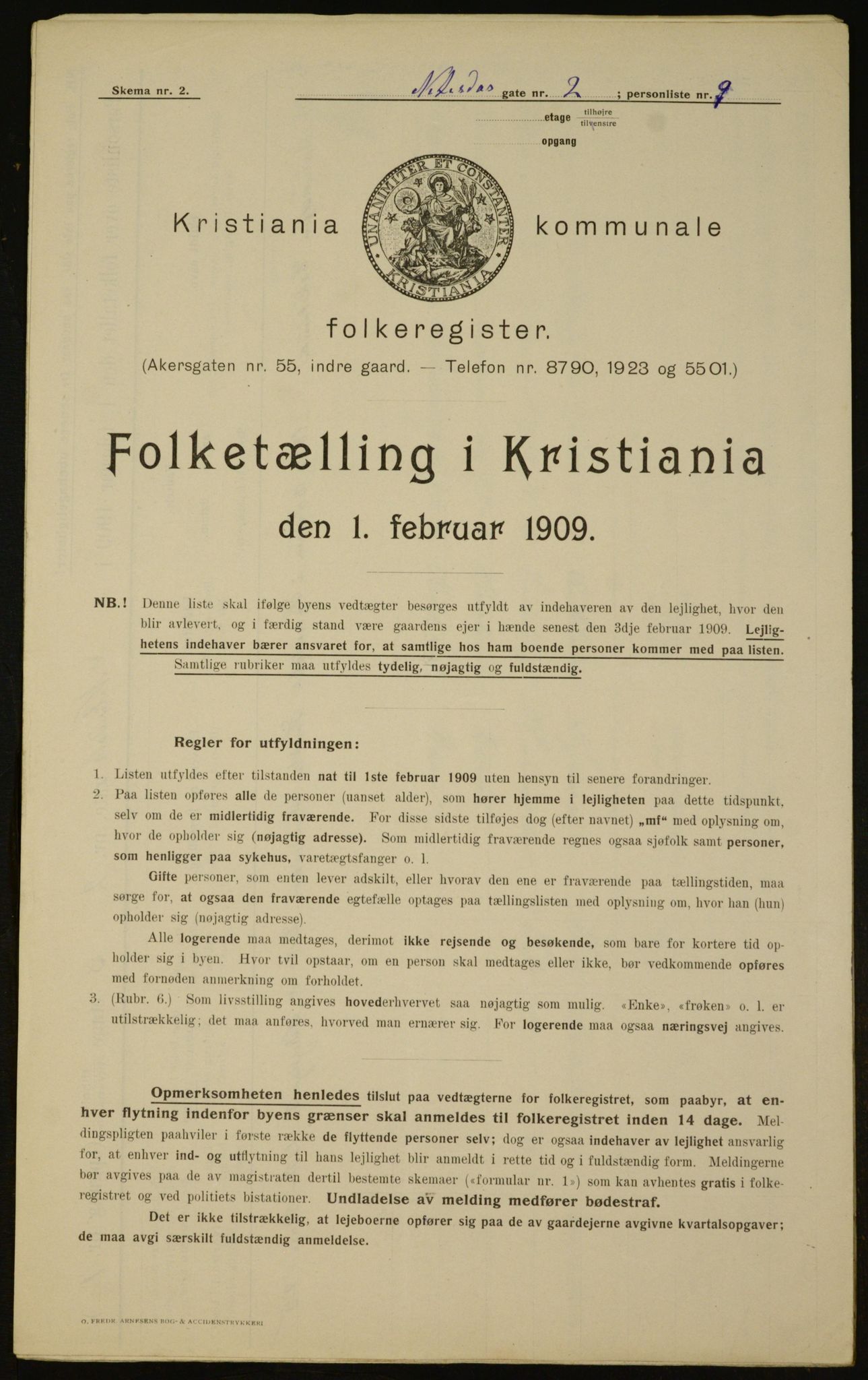 OBA, Kommunal folketelling 1.2.1909 for Kristiania kjøpstad, 1909, s. 64423