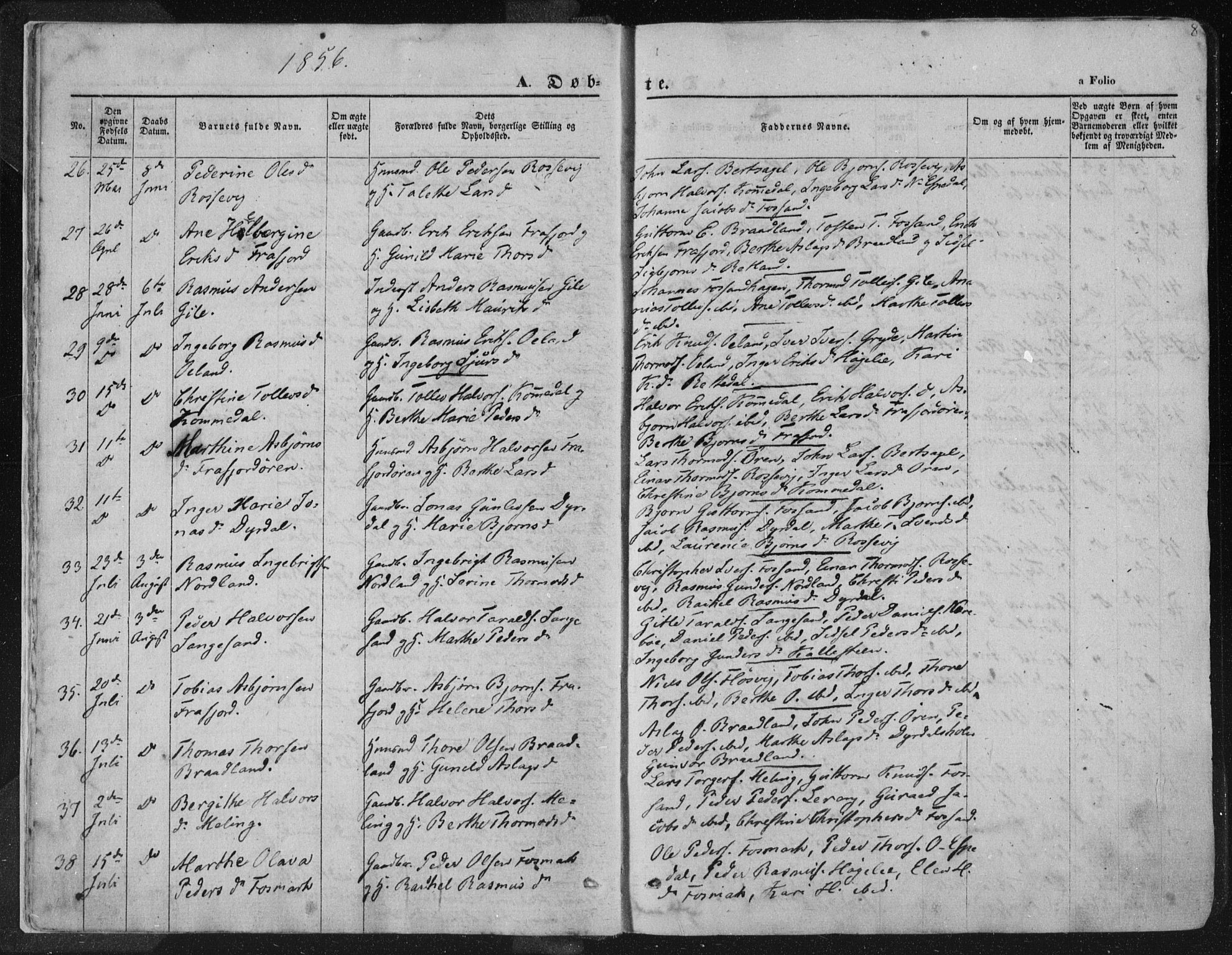 Høgsfjord sokneprestkontor, AV/SAST-A-101624/H/Ha/Haa/L0001: Ministerialbok nr. A 1, 1854-1875, s. 8