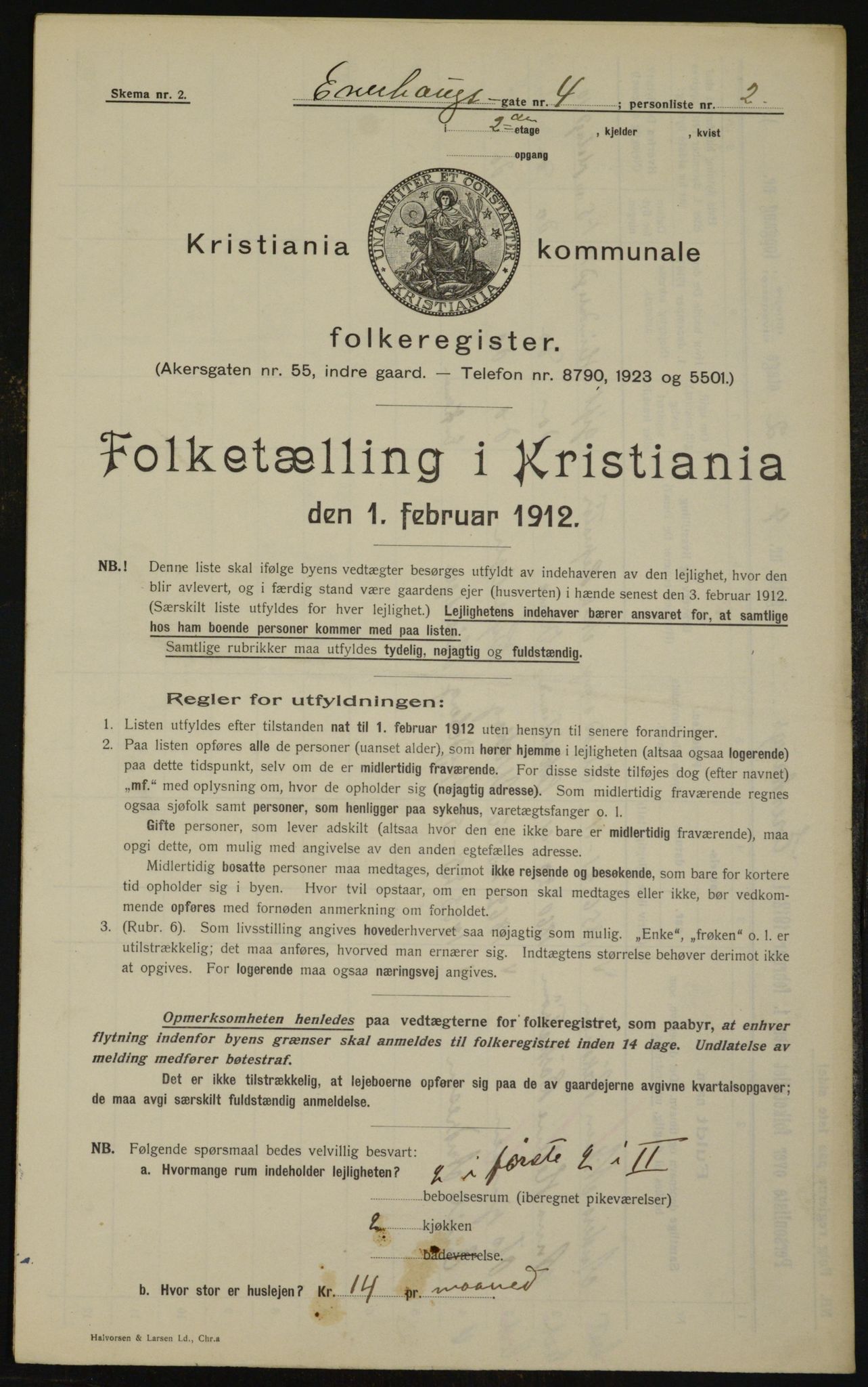 OBA, Kommunal folketelling 1.2.1912 for Kristiania, 1912, s. 21466