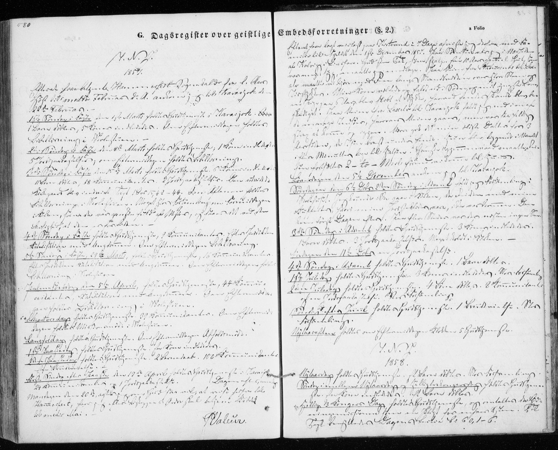 Kistrand/Porsanger sokneprestembete, AV/SATØ-S-1351/H/Ha/L0012.kirke: Ministerialbok nr. 12, 1843-1871, s. 580-581