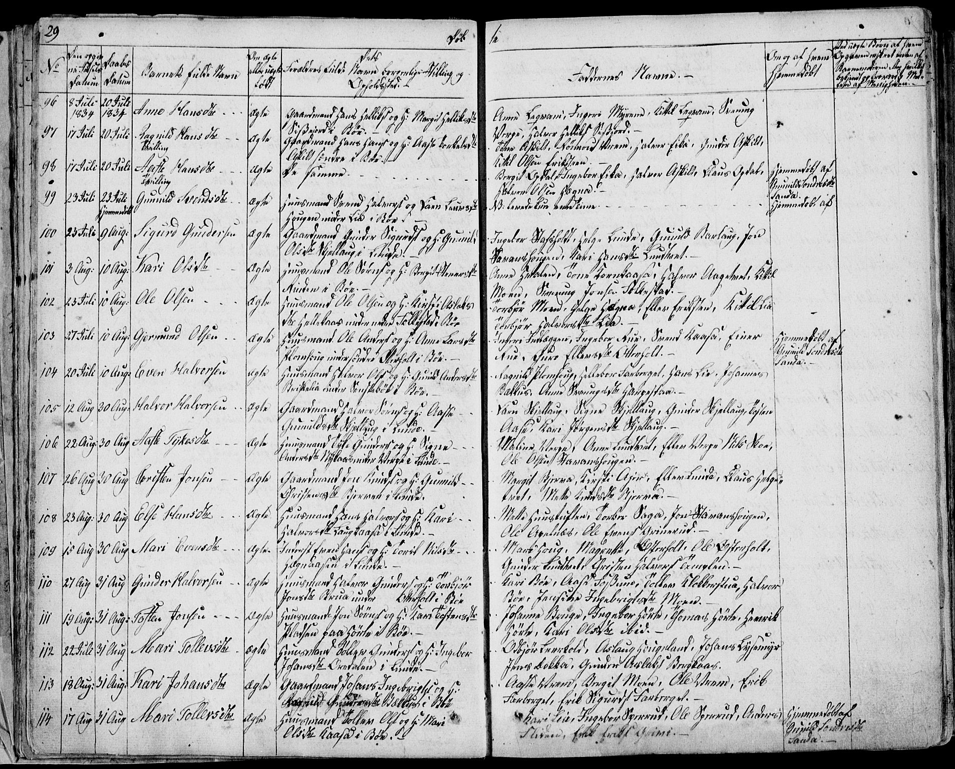 Bø kirkebøker, SAKO/A-257/F/Fa/L0007: Ministerialbok nr. 7, 1831-1848, s. 29