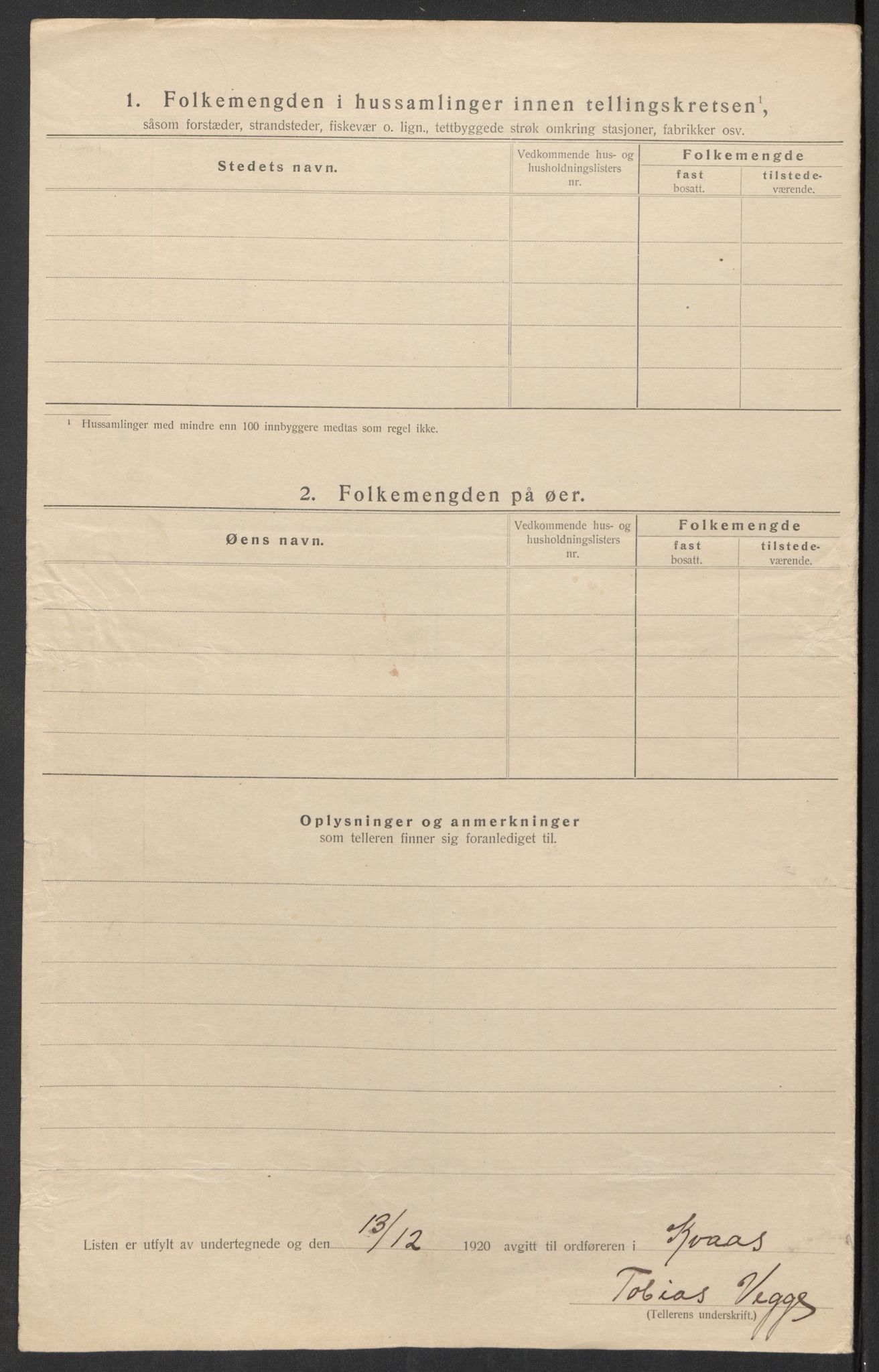 SAK, Folketelling 1920 for 1033 Kvås herred, 1920, s. 12