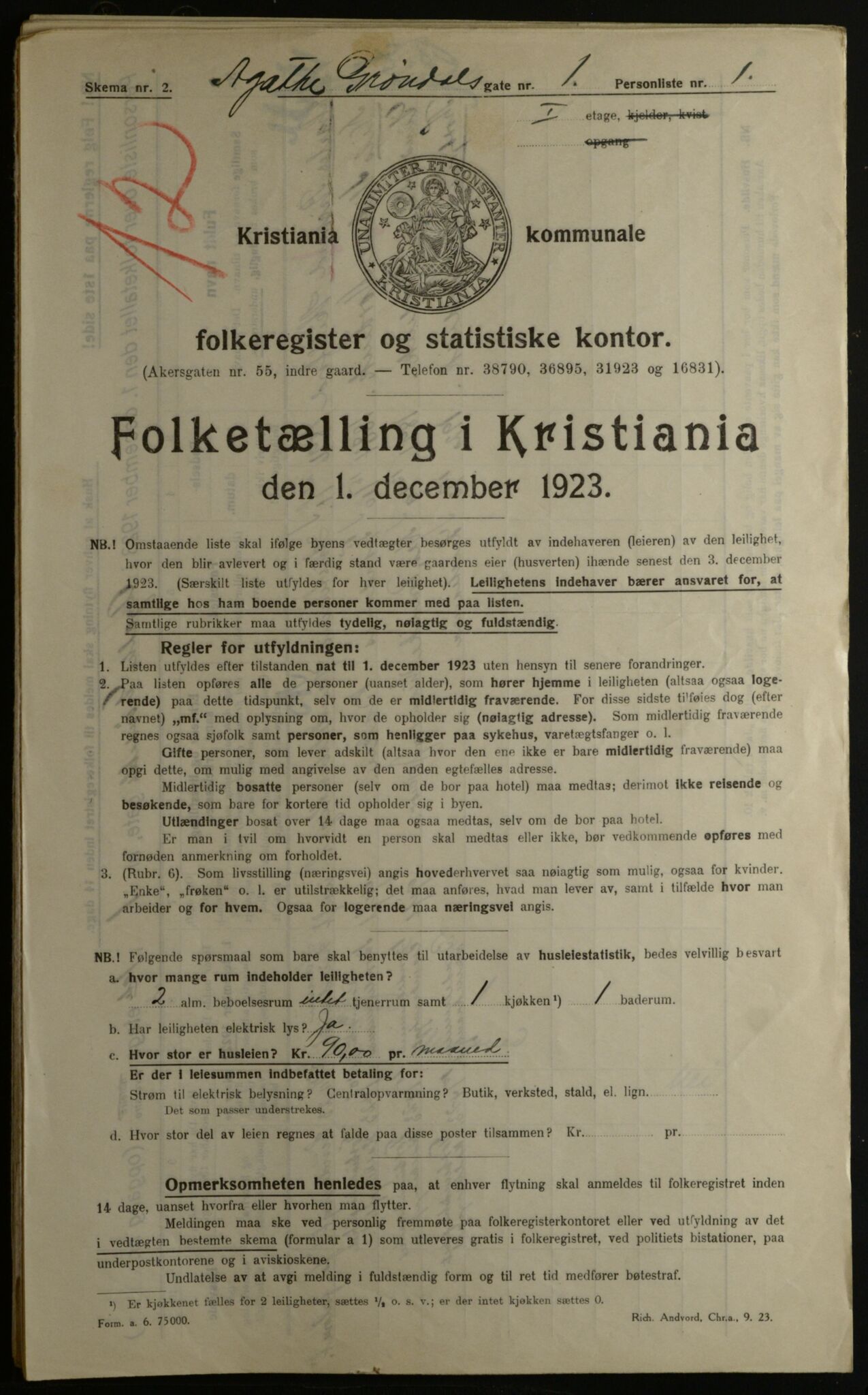 OBA, Kommunal folketelling 1.12.1923 for Kristiania, 1923, s. 25