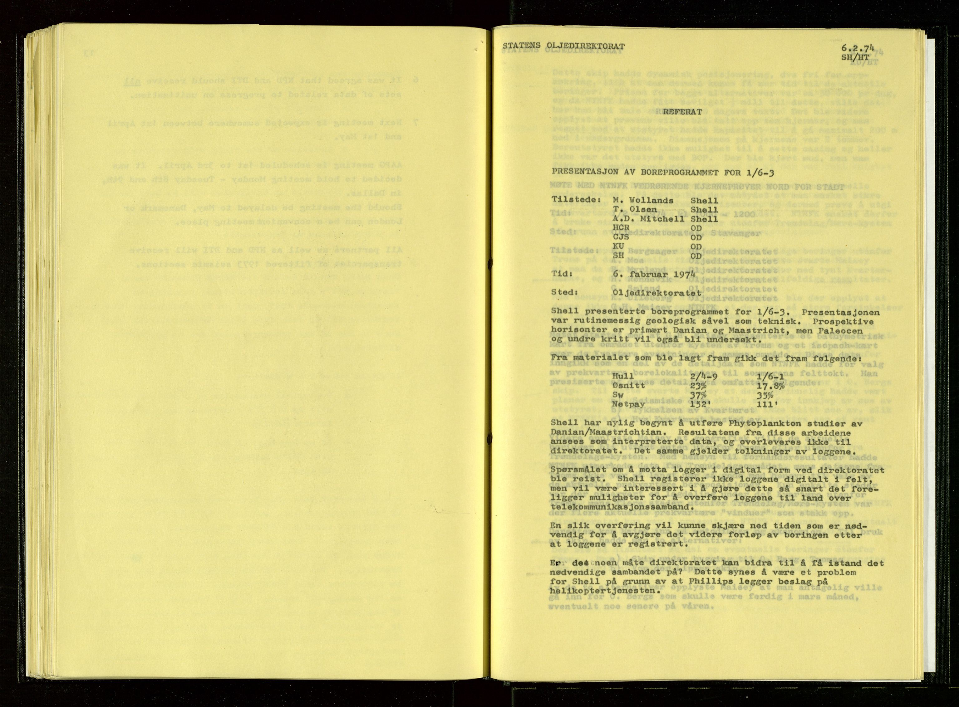 Oljedirektoratet, AV/SAST-A-101366/Aa/L0002: Referatprotokoller, 1974