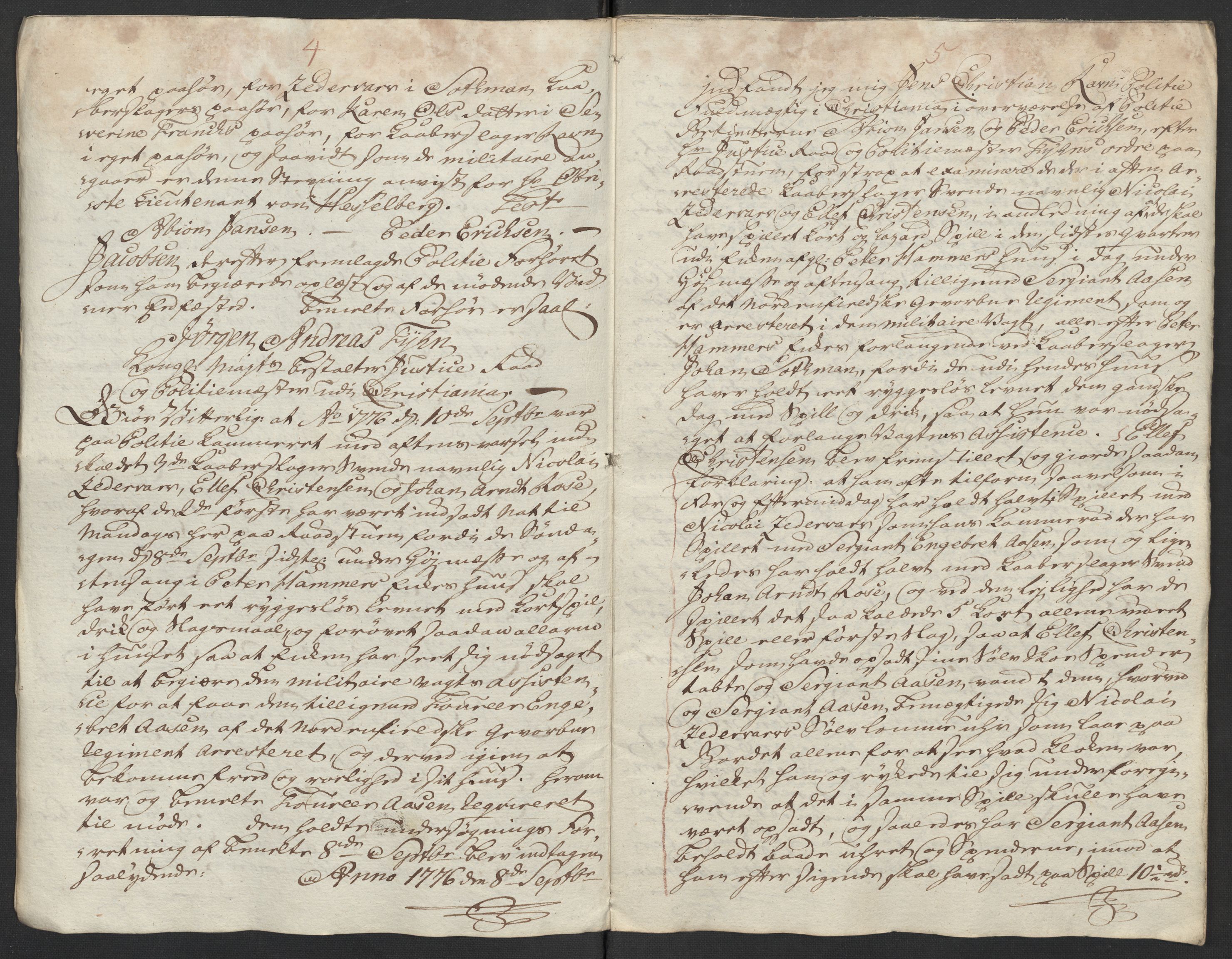 Kristiania stiftamt, SAO/A-10386/G/Gm/L0011: Domsakter og forhør, 1776, s. 310