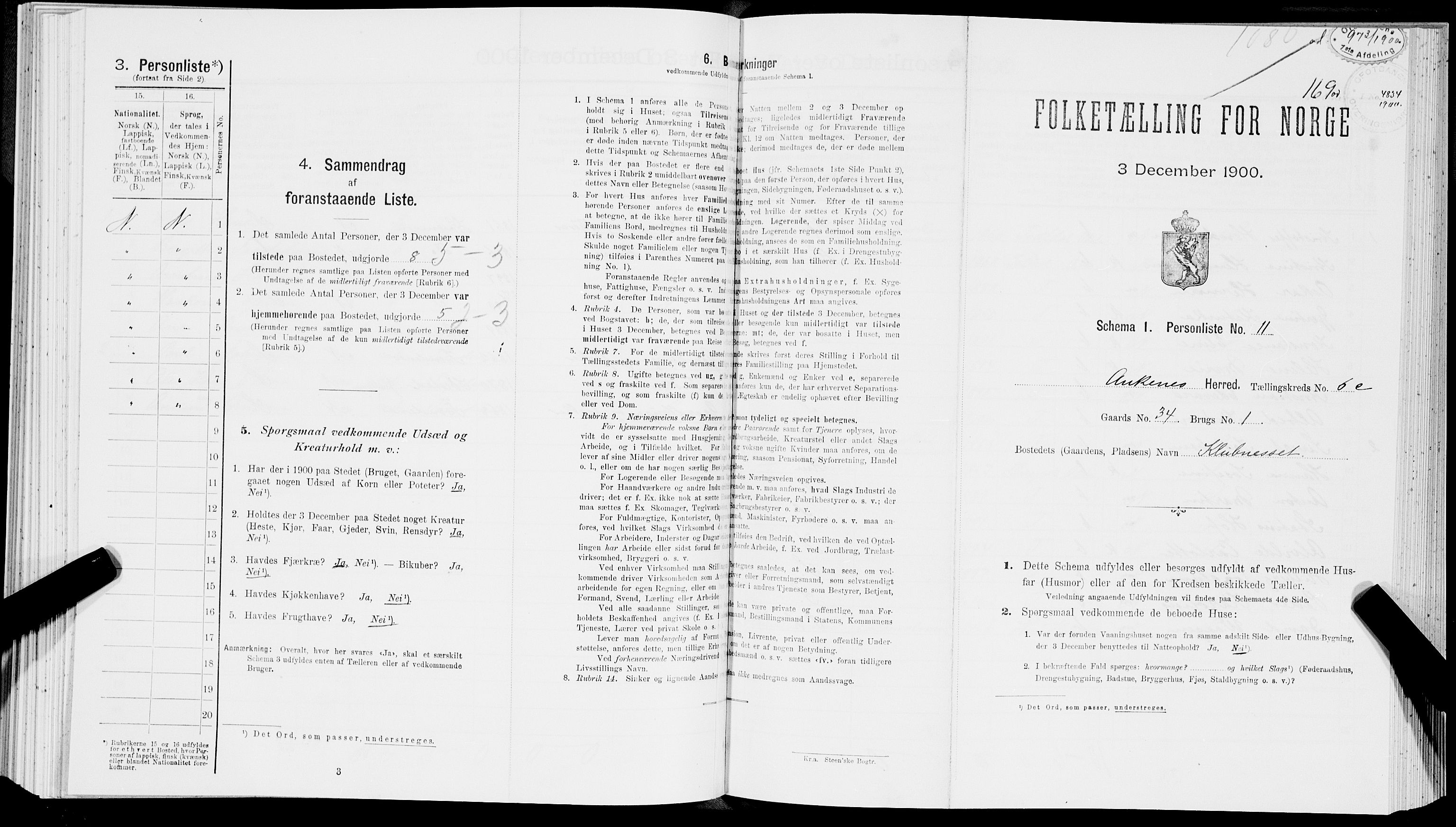 SAT, Folketelling 1900 for 1855 Ankenes herred, 1900, s. 484
