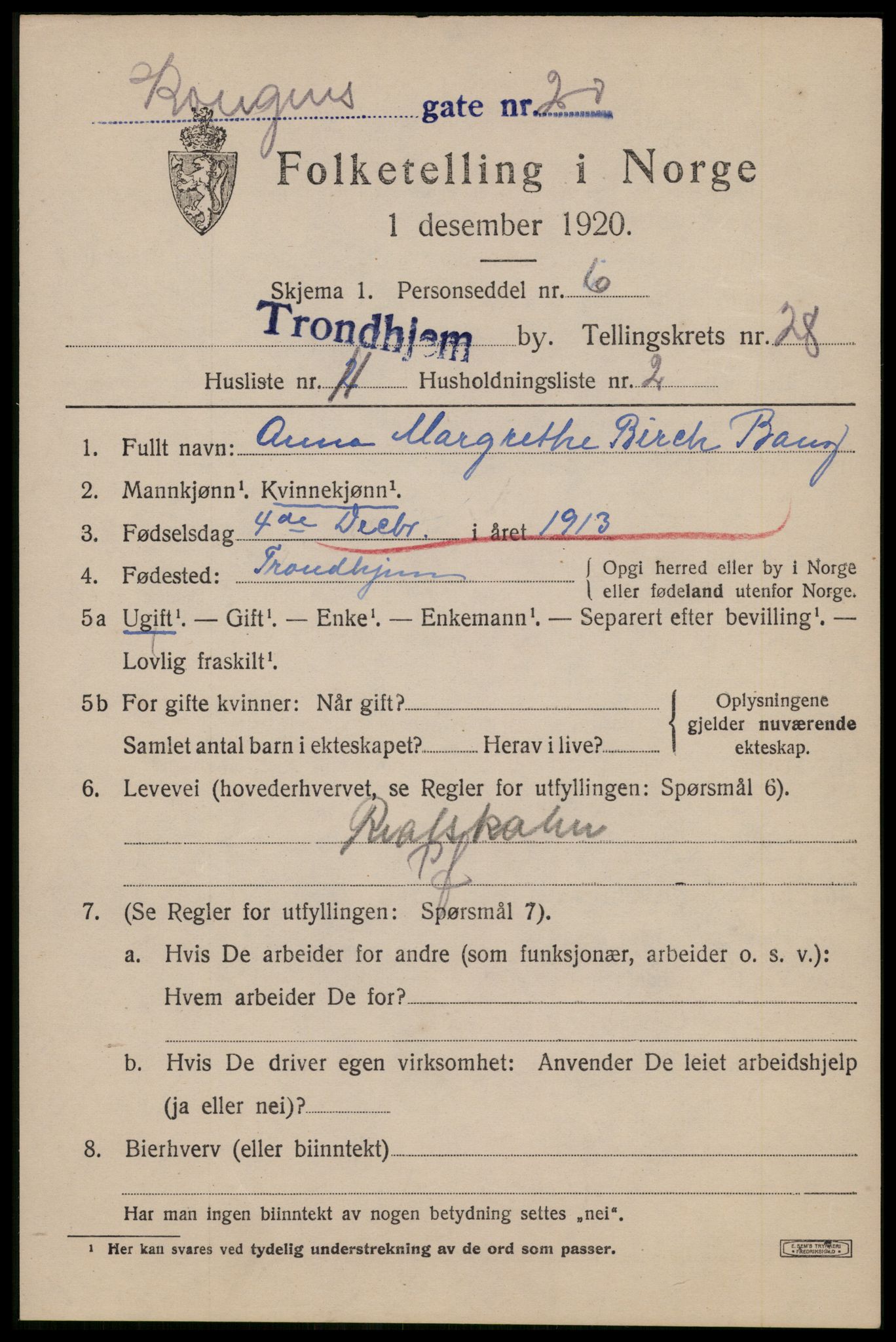SAT, Folketelling 1920 for 1601 Trondheim kjøpstad, 1920, s. 69806