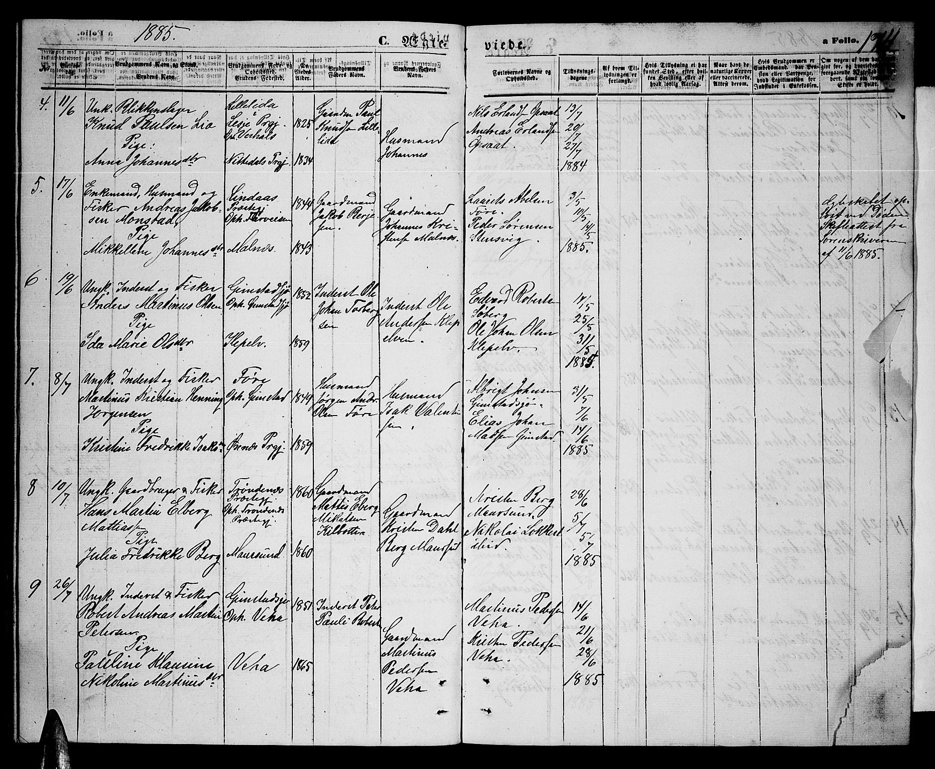 Ministerialprotokoller, klokkerbøker og fødselsregistre - Nordland, AV/SAT-A-1459/891/L1314: Klokkerbok nr. 891C03, 1870-1885, s. 174