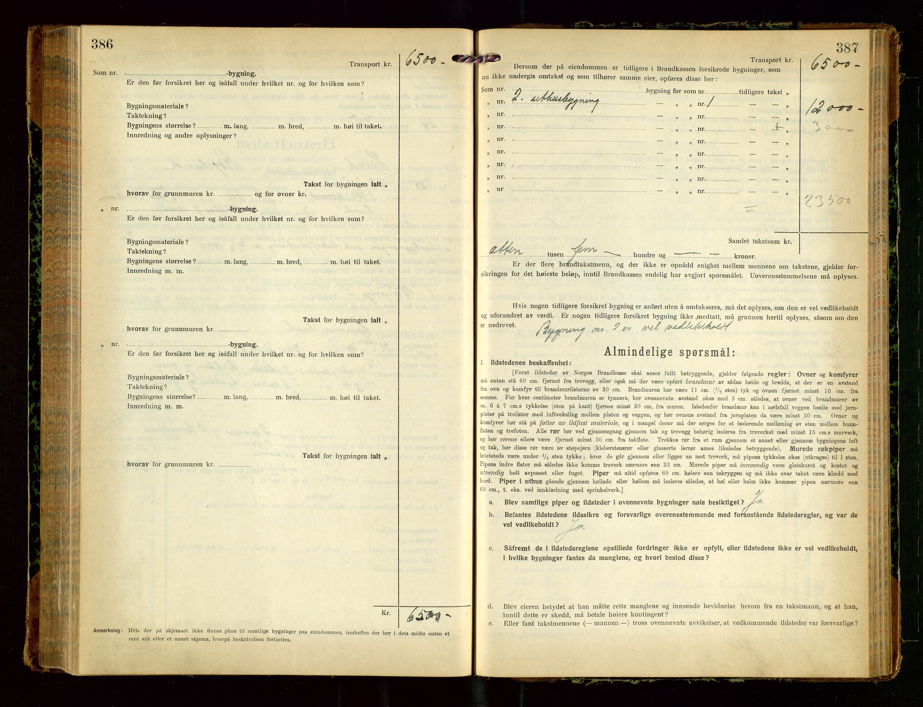 Lund lensmannskontor, AV/SAST-A-100303/Gob/L0004: "Brandtakstprotokol", 1921-1929, s. 386-387