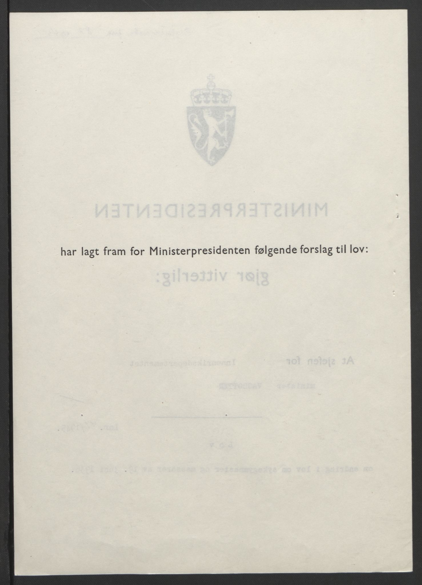 NS-administrasjonen 1940-1945 (Statsrådsekretariatet, de kommisariske statsråder mm), RA/S-4279/D/Db/L0101/0001: -- / Lover og vedtak, 1945, s. 179