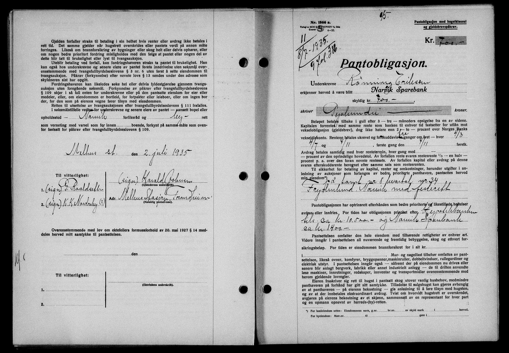Narvik sorenskriveri, SAT/A-0002/1/2/2C/2Ca/L0011: Pantebok nr. 14, 1935-1937, Tingl.dato: 08.07.1935