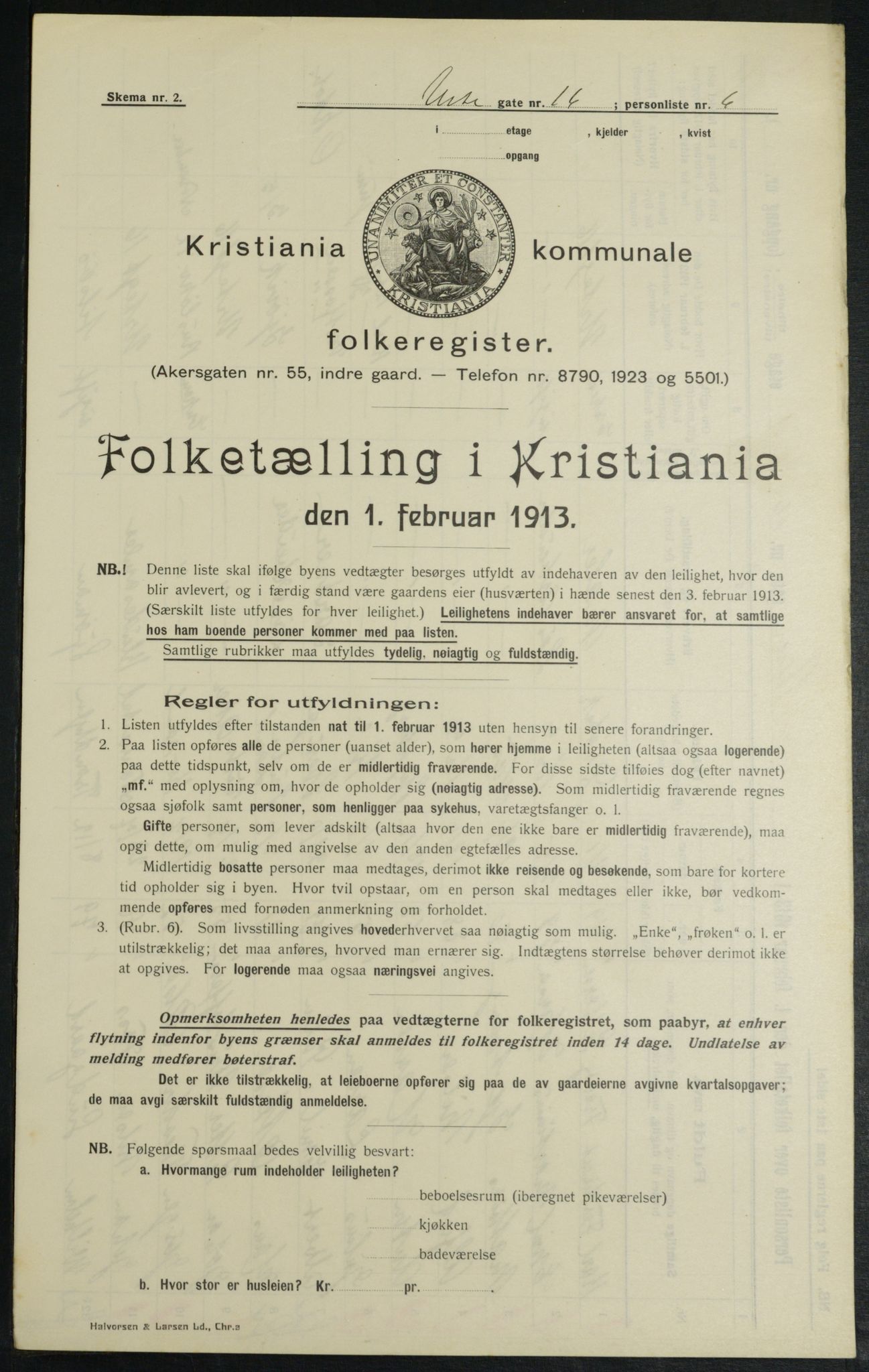 OBA, Kommunal folketelling 1.2.1913 for Kristiania, 1913, s. 120745