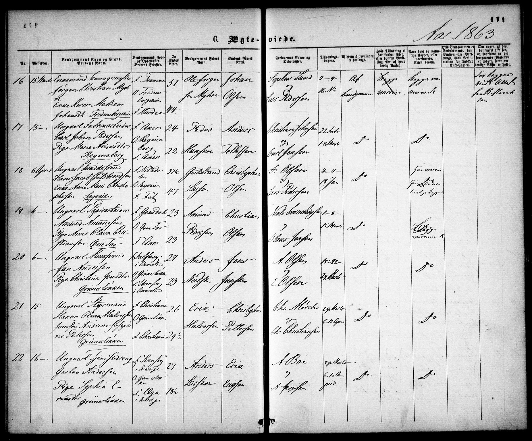 Gamle Aker prestekontor Kirkebøker, SAO/A-10617a/F/L0001: Ministerialbok nr. 1, 1861-1865, s. 171