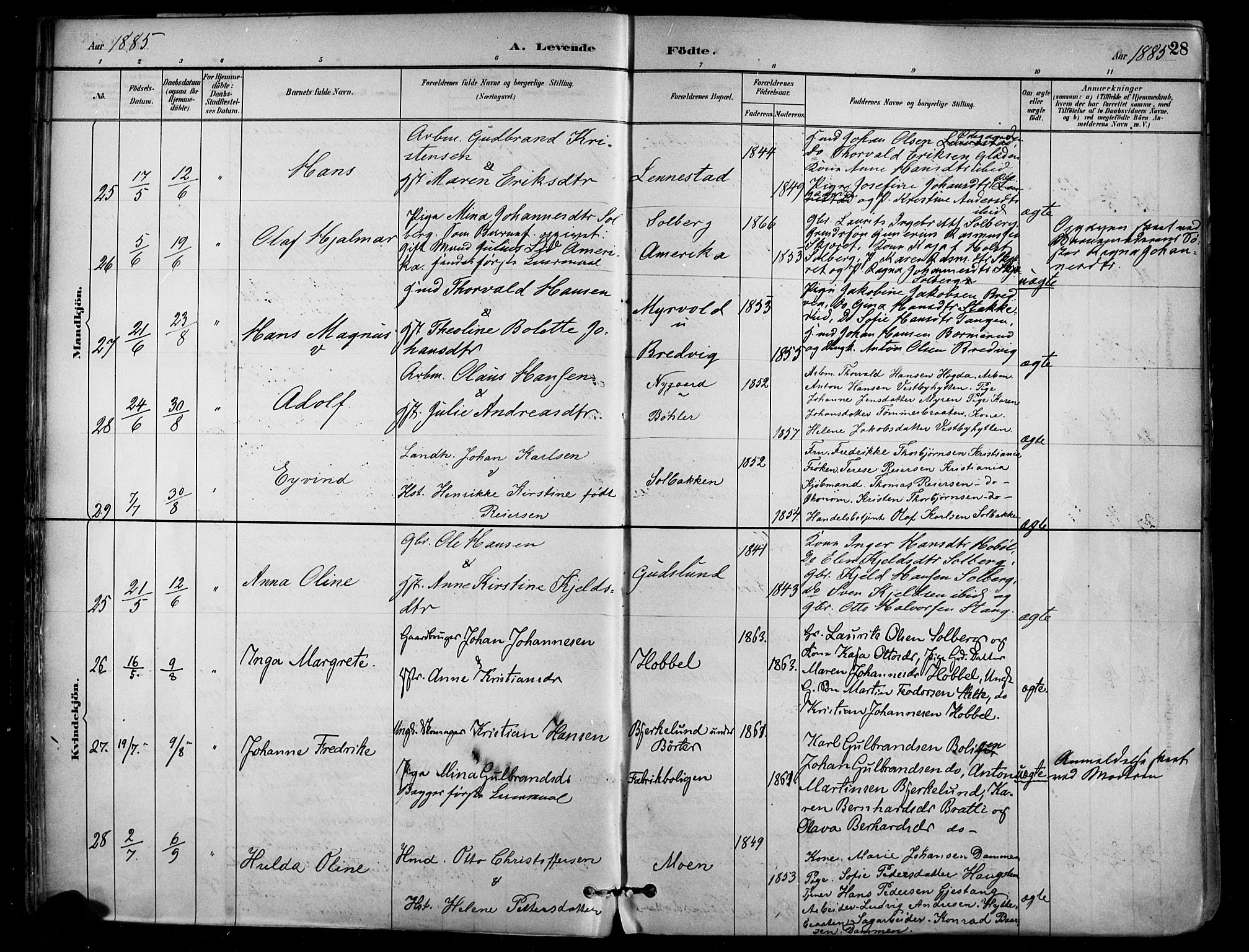 Enebakk prestekontor Kirkebøker, AV/SAO-A-10171c/F/Fa/L0016: Ministerialbok nr. I 16, 1883-1898, s. 28