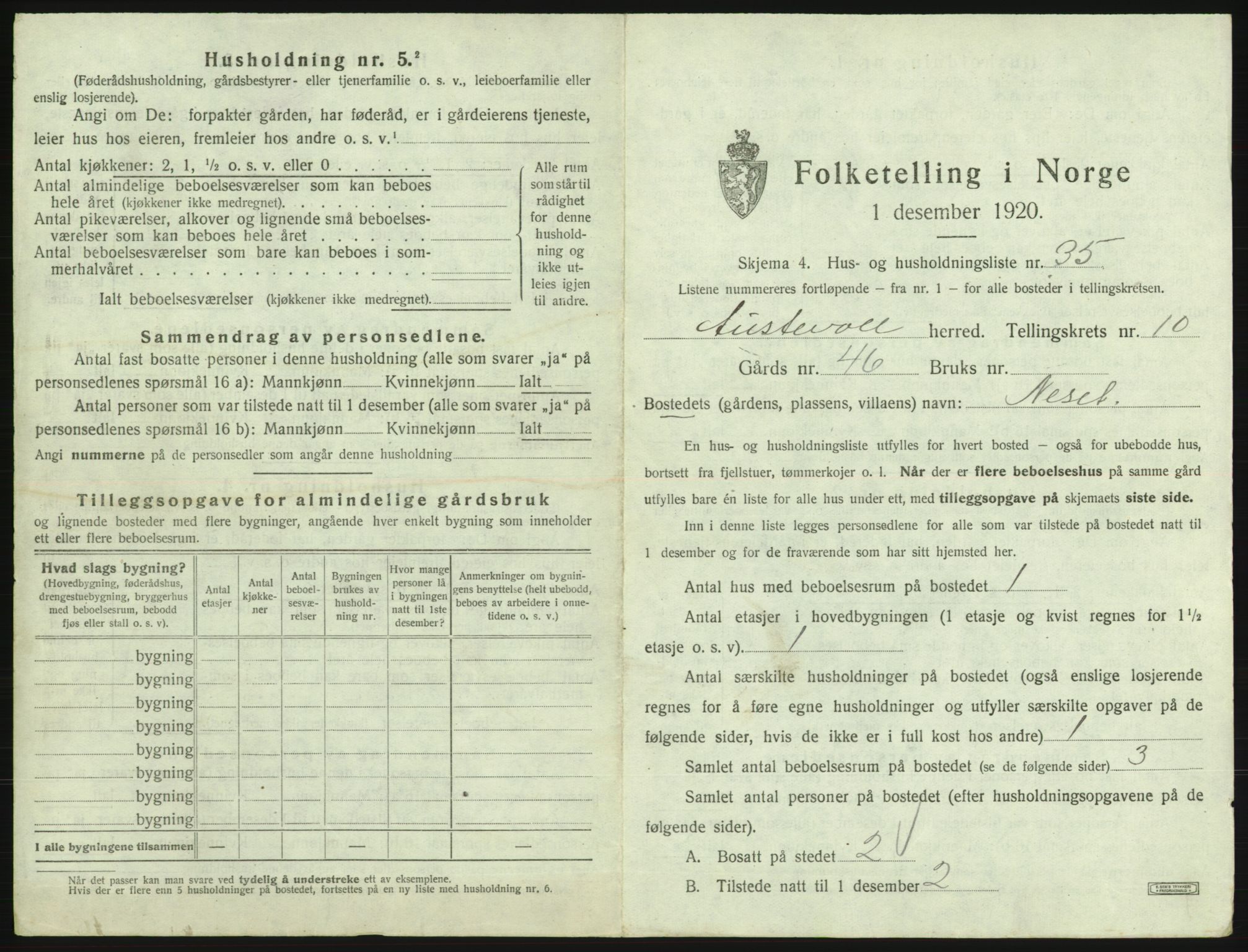 SAB, Folketelling 1920 for 1244 Austevoll herred, 1920, s. 810