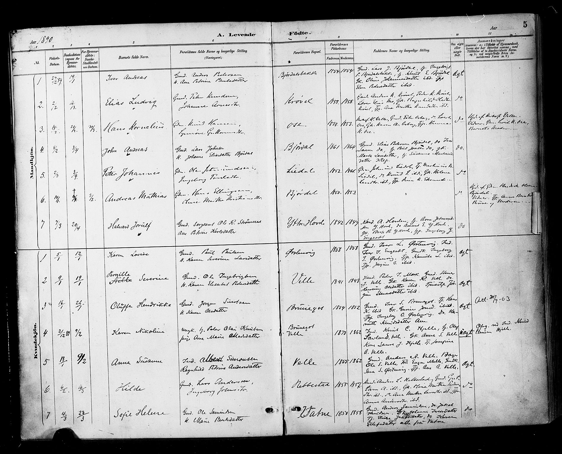 Ministerialprotokoller, klokkerbøker og fødselsregistre - Møre og Romsdal, AV/SAT-A-1454/513/L0177: Ministerialbok nr. 513A04, 1890-1906, s. 5