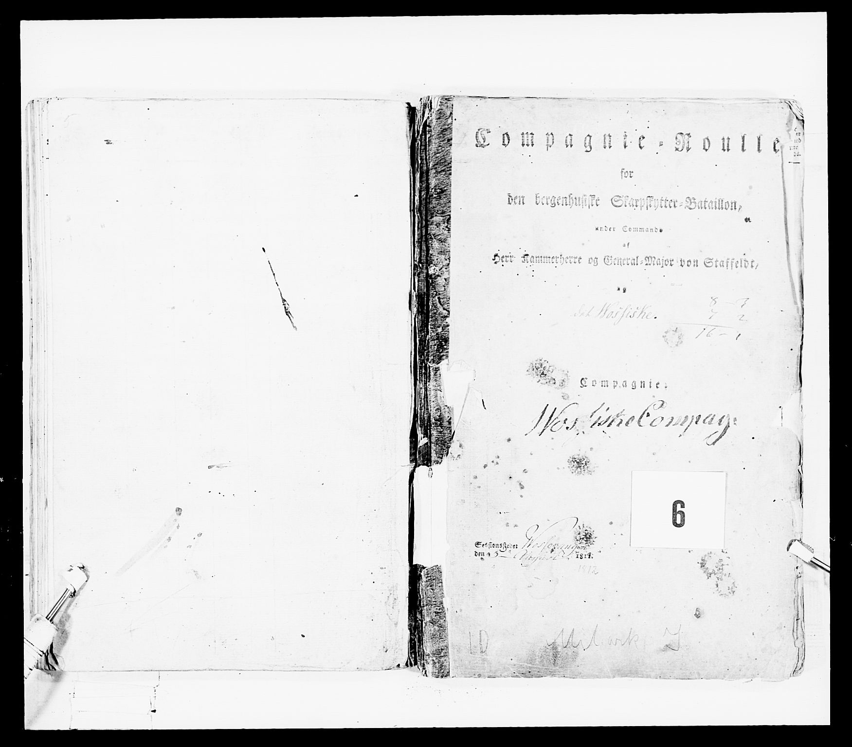 Generalitets- og kommissariatskollegiet, Det kongelige norske kommissariatskollegium, AV/RA-EA-5420/E/Eh/L0100: Bergenhusiske skarpskytterbataljon, 1812, s. 293