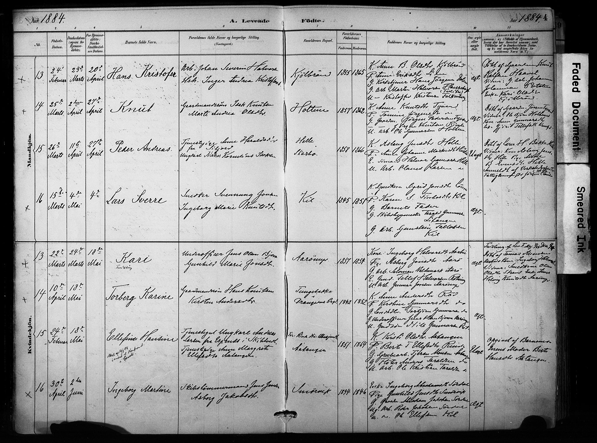Sannidal kirkebøker, AV/SAKO-A-296/F/Fa/L0015: Ministerialbok nr. 15, 1884-1899, s. 4