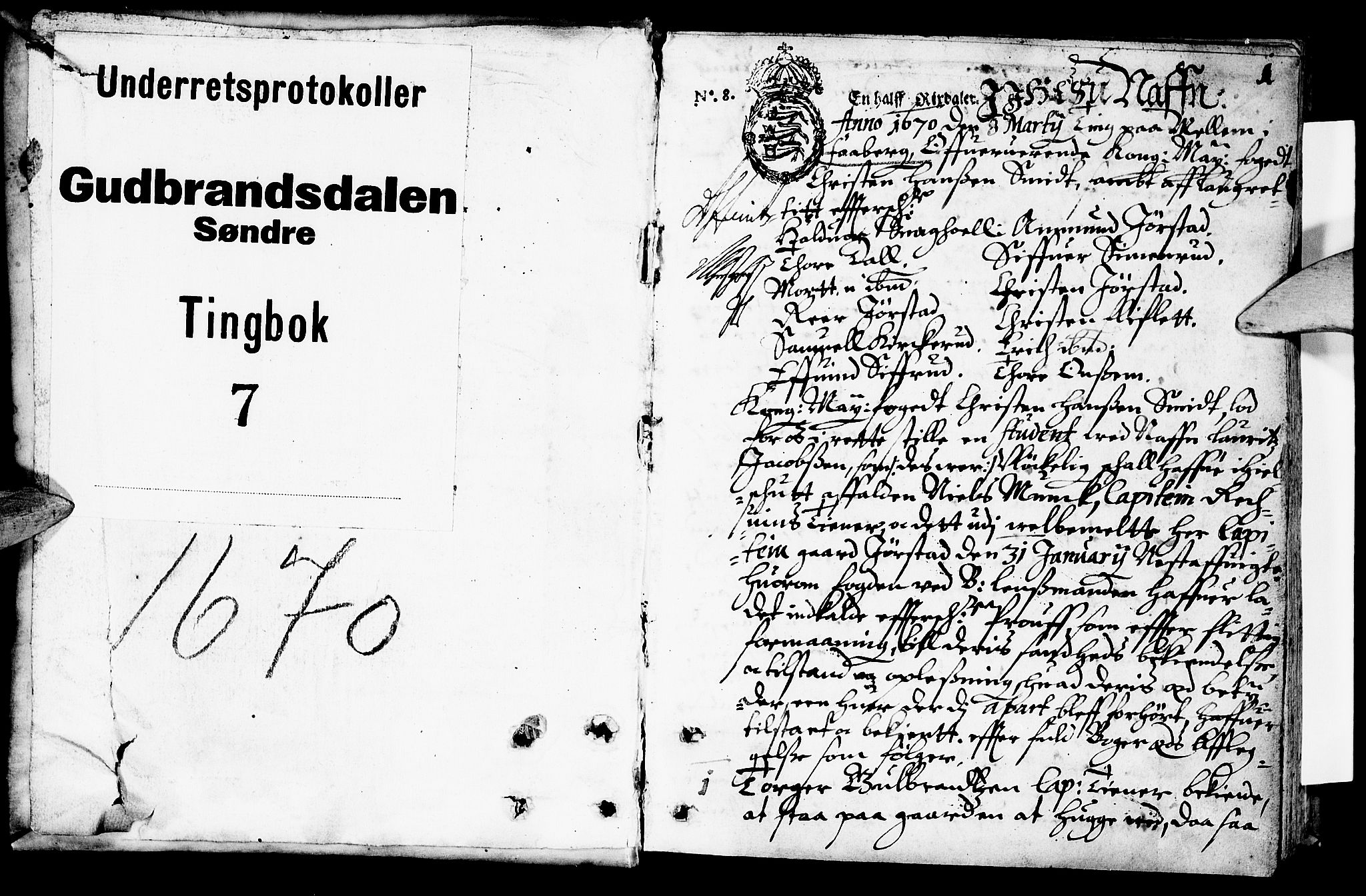 Sorenskriverier i Gudbrandsdalen, SAH/TING-036/G/Gb/Gbb/L0007: Tingbok - Sør-Gudbrandsdal, 1670, s. 0b-1a