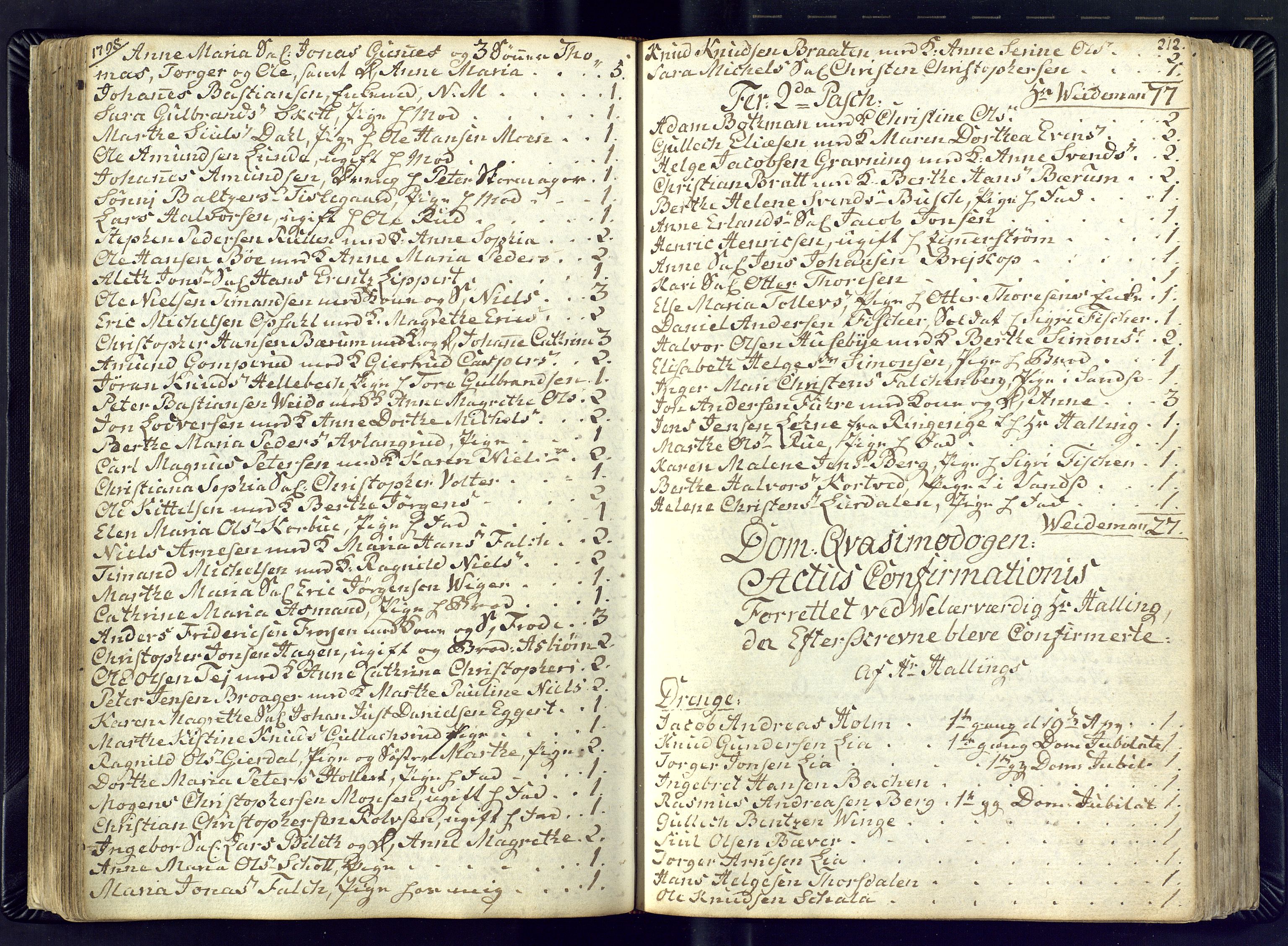 Kongsberg kirkebøker, SAKO/A-22/M/Ma/L0012: Kommunikantprotokoll nr. 12, 1794-1800, s. 212