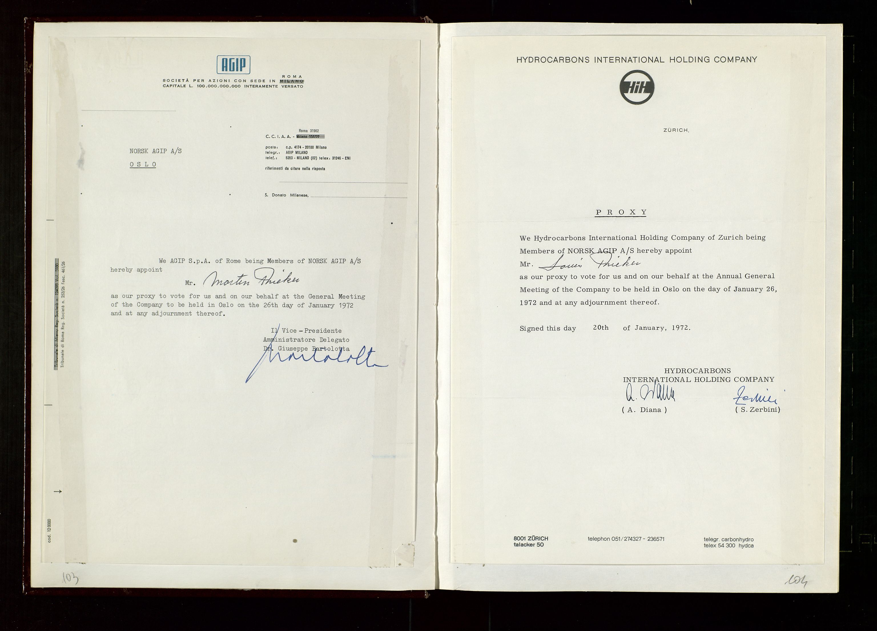 Pa 1583 - Norsk Agip AS, AV/SAST-A-102138/A/Aa/L0002: General assembly and Board of Directors meeting minutes, 1972-1979, s. 103-104