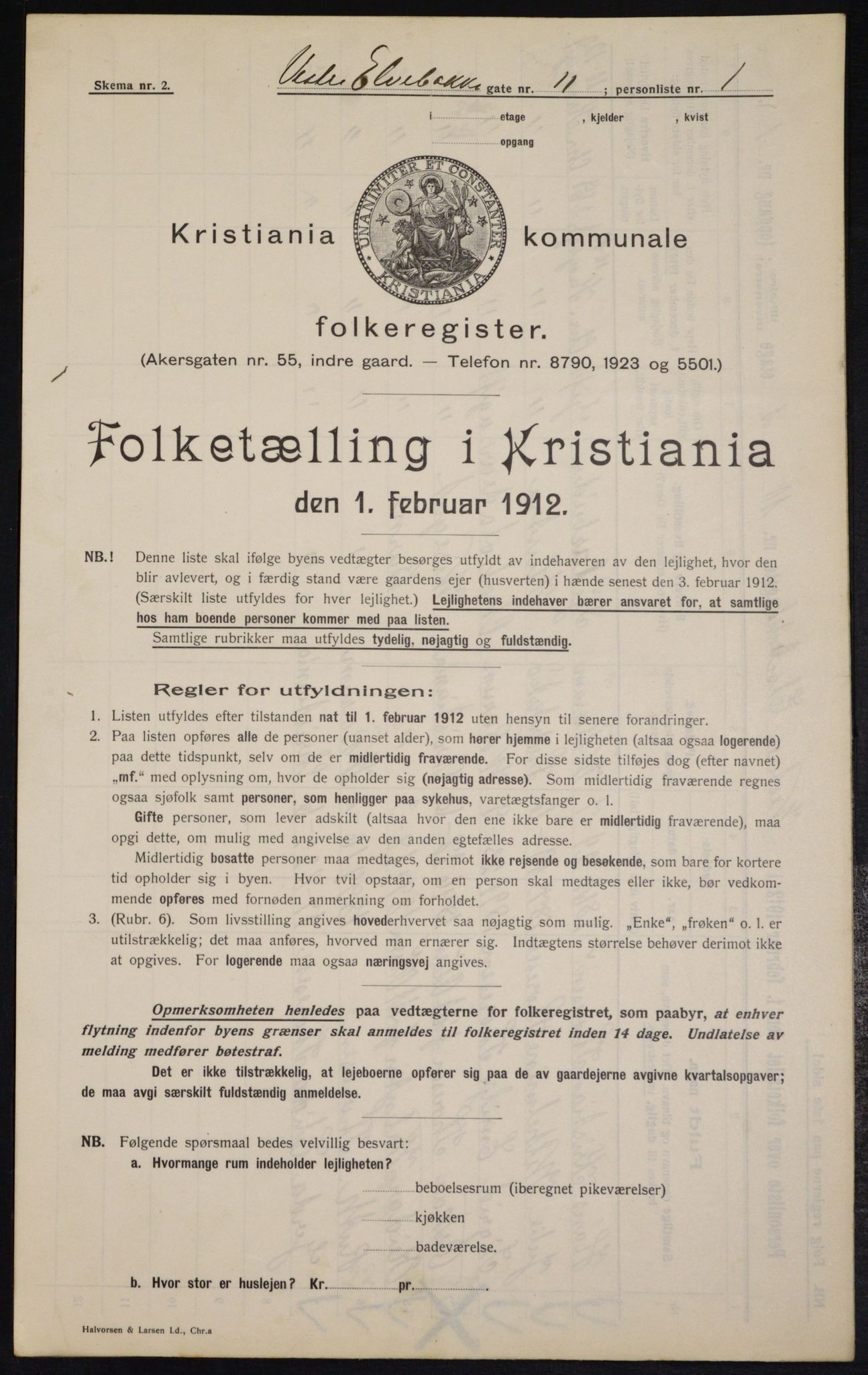 OBA, Kommunal folketelling 1.2.1912 for Kristiania, 1912, s. 122436