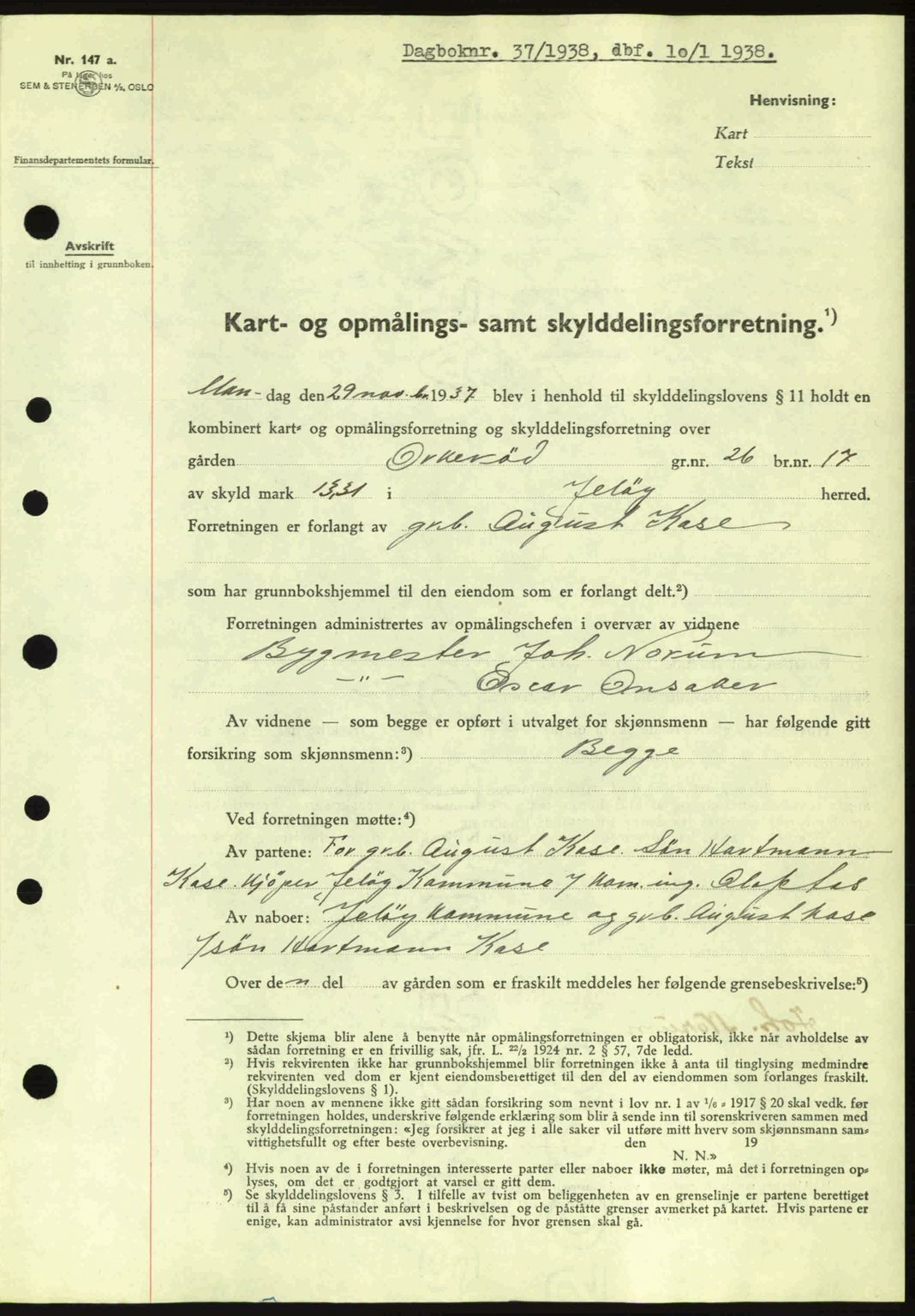 Moss sorenskriveri, SAO/A-10168: Pantebok nr. A3, 1937-1938, Dagboknr: 37/1938