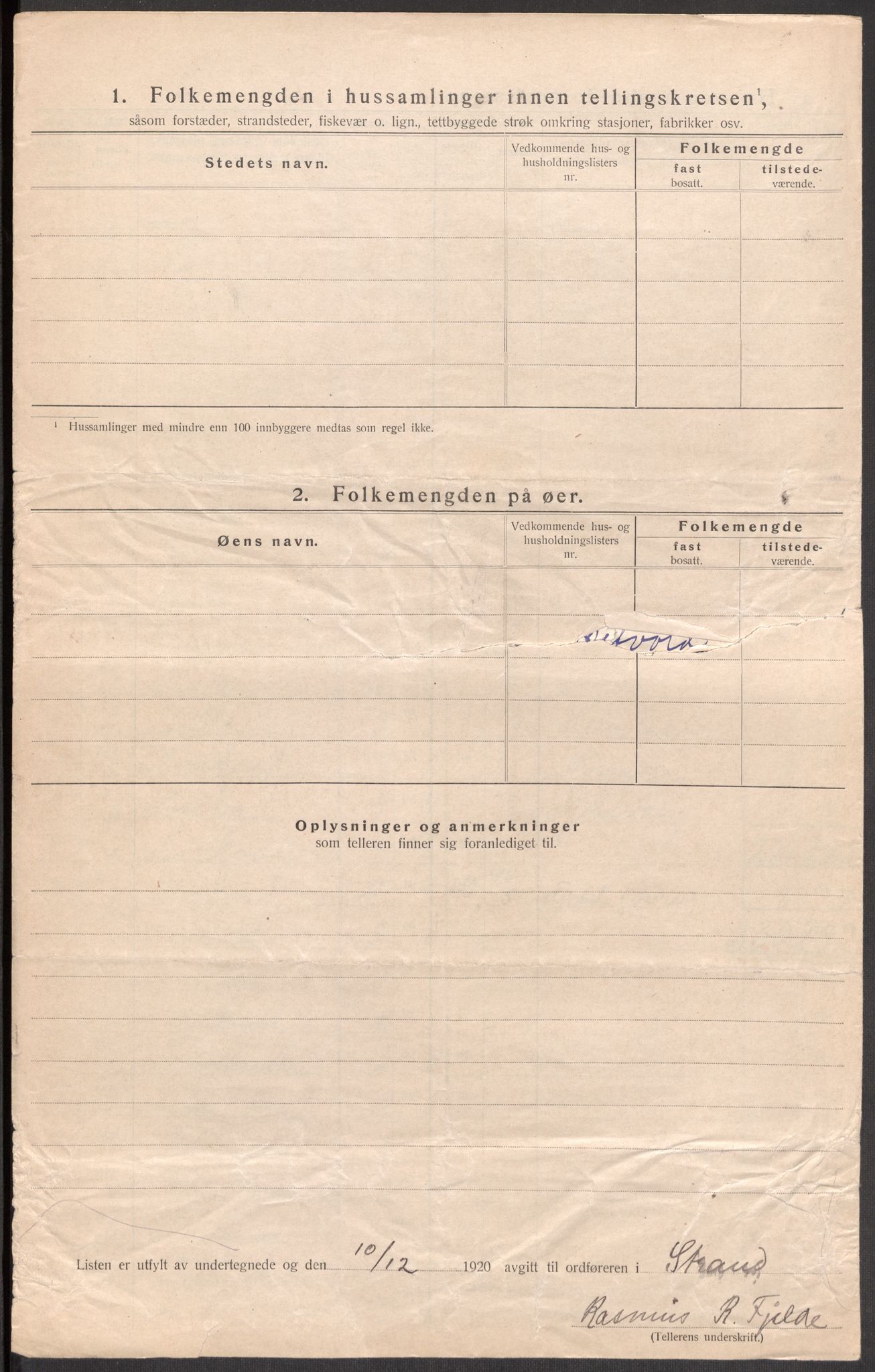 SAST, Folketelling 1920 for 1130 Strand herred, 1920, s. 29