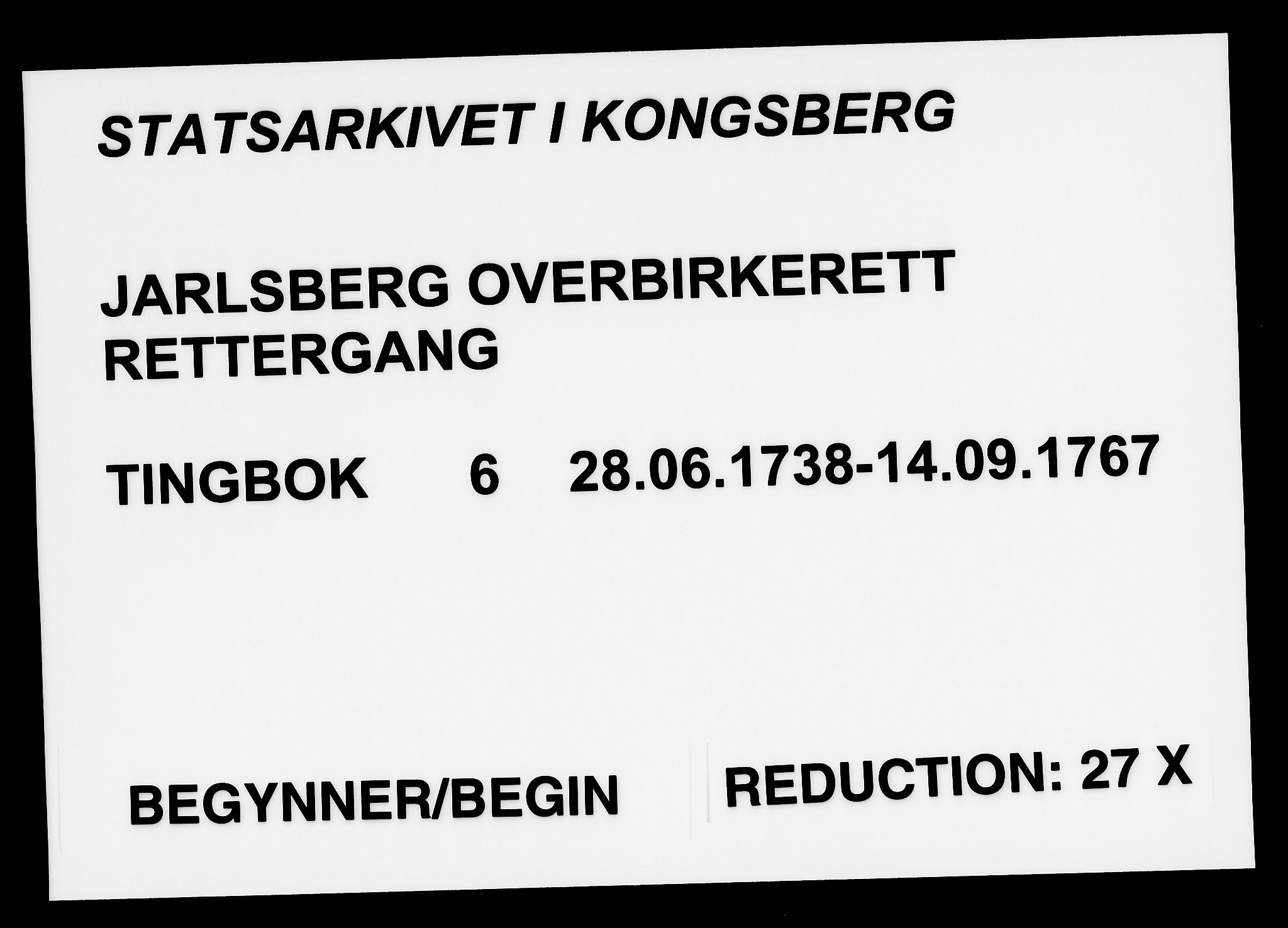 Jarlsberg overbirkerett, SAKO/A-843/F/Fa/L0006: Tingbok, 1738-1767