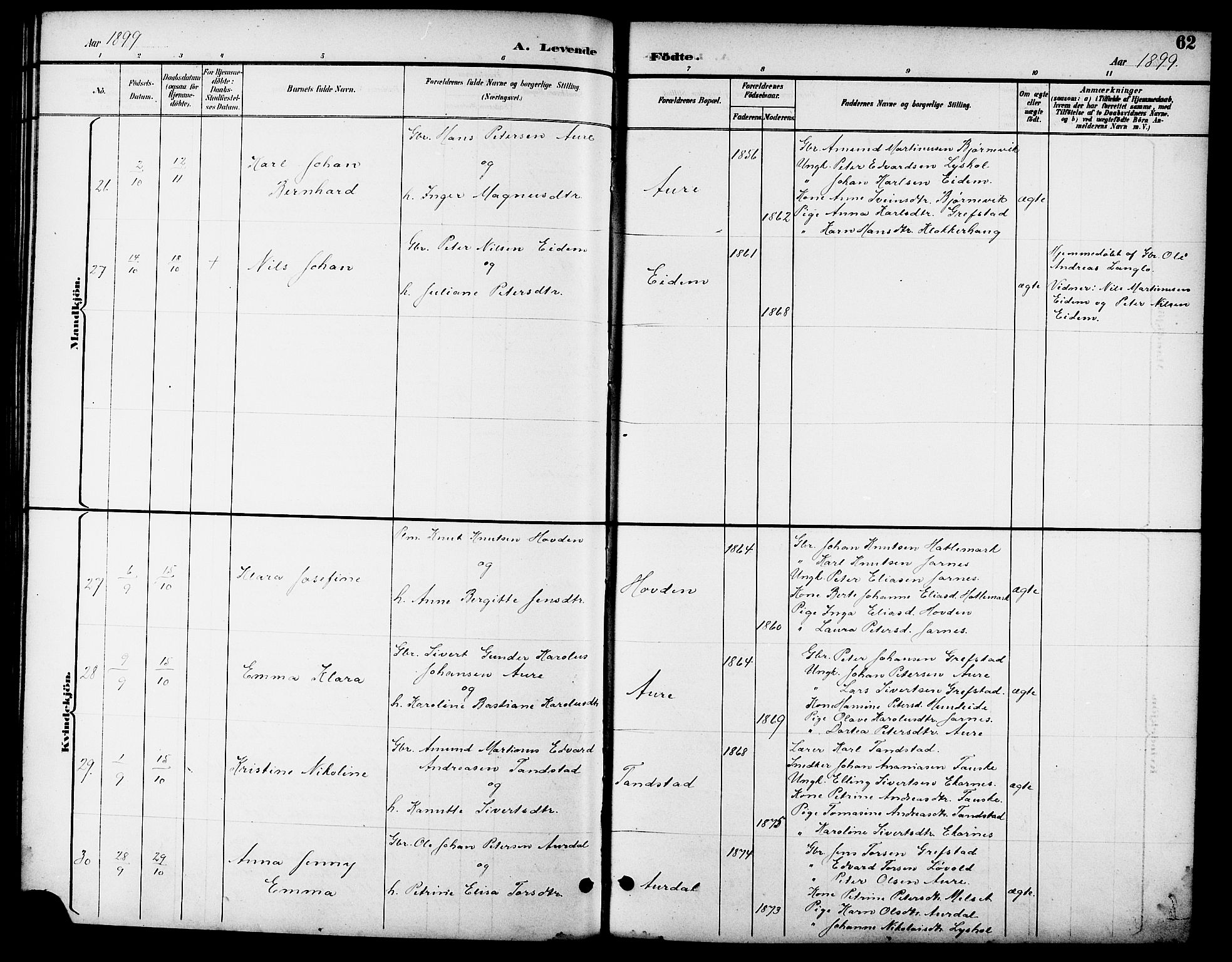 Ministerialprotokoller, klokkerbøker og fødselsregistre - Møre og Romsdal, AV/SAT-A-1454/523/L0340: Klokkerbok nr. 523C03, 1892-1902, s. 62