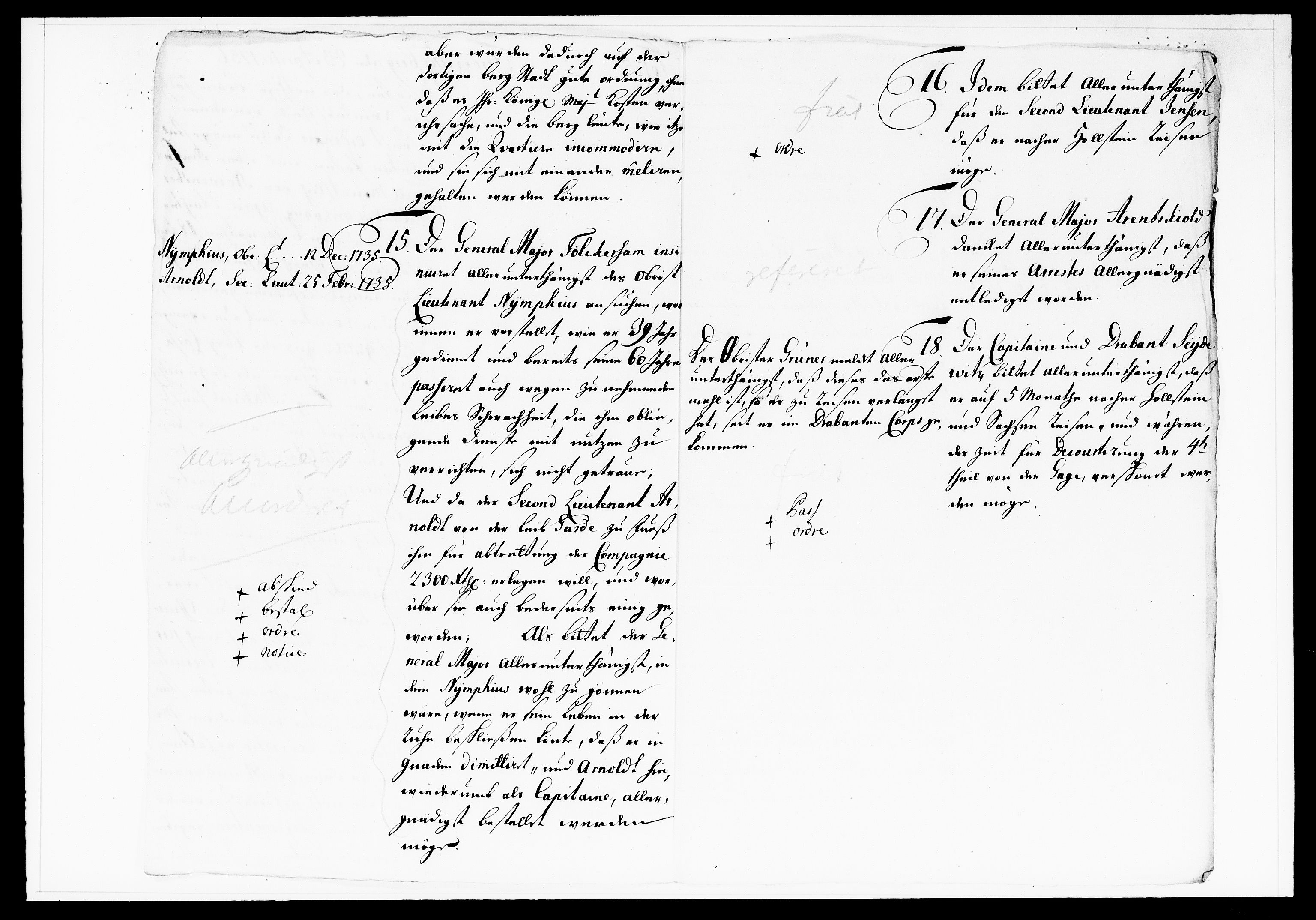 Krigskollegiet, Krigskancelliet, DRA/A-0006/-/1130-1137: Refererede sager, 1736, s. 159