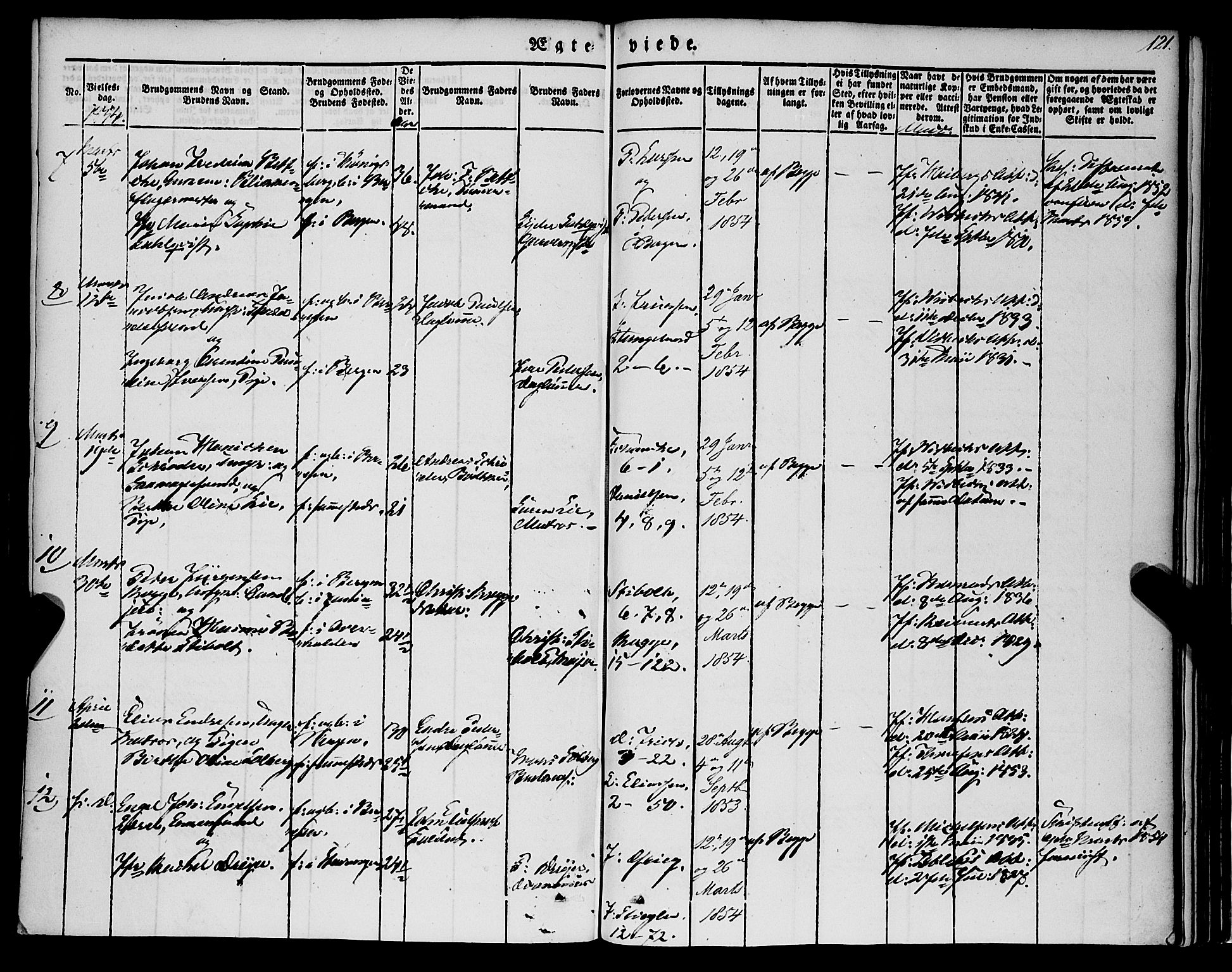 Nykirken Sokneprestembete, SAB/A-77101/H/Haa/L0031: Ministerialbok nr. D 1, 1834-1861, s. 121