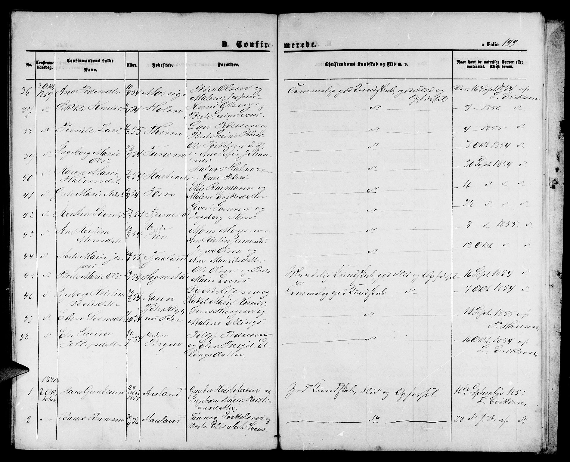 Lye sokneprestkontor, AV/SAST-A-101794/001/30BB/L0004: Klokkerbok nr. B 4, 1868-1878, s. 199