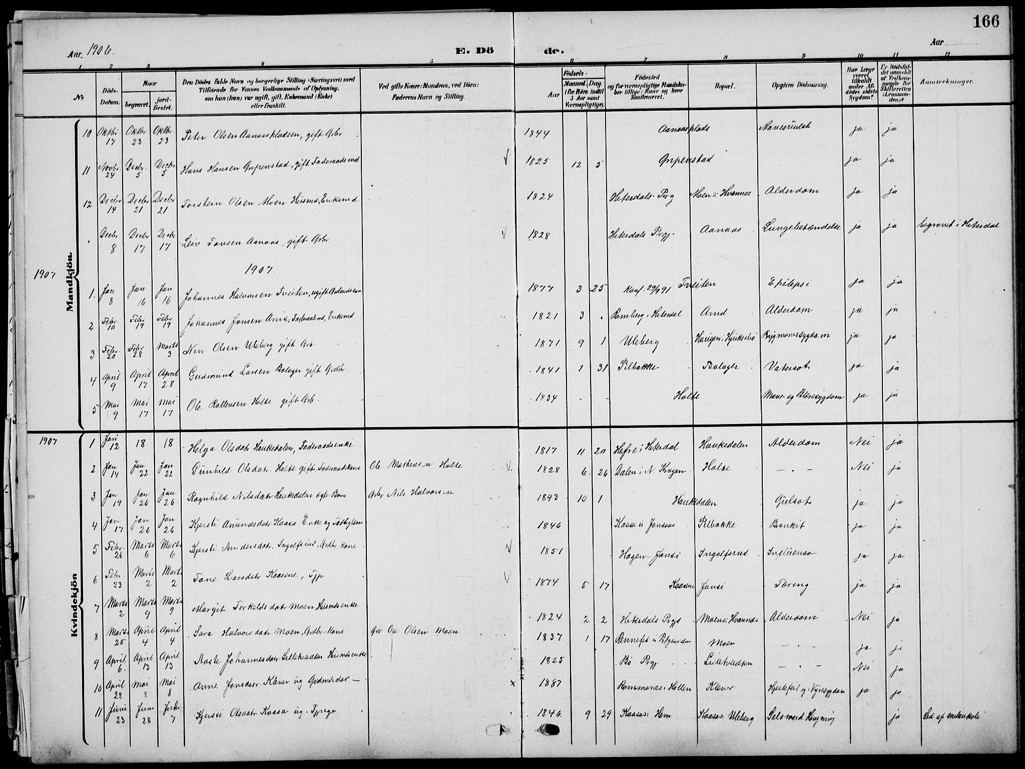 Sauherad kirkebøker, AV/SAKO-A-298/G/Ga/L0004a: Klokkerbok nr. I 4a, 1906-1934, s. 166