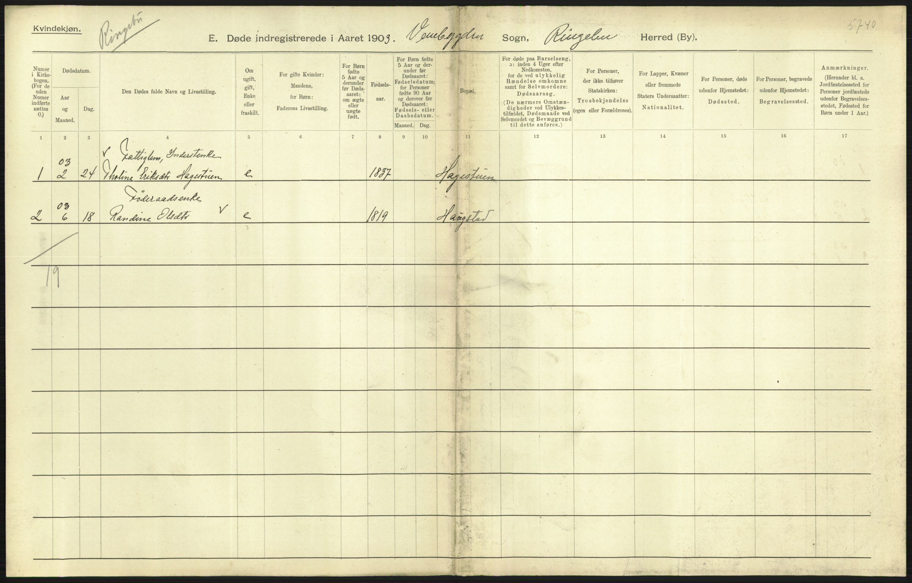 Statistisk sentralbyrå, Sosiodemografiske emner, Befolkning, AV/RA-S-2228/D/Df/Dfa/Dfaa/L0006: Kristians amt: Fødte, gifte, døde, 1903, s. 647